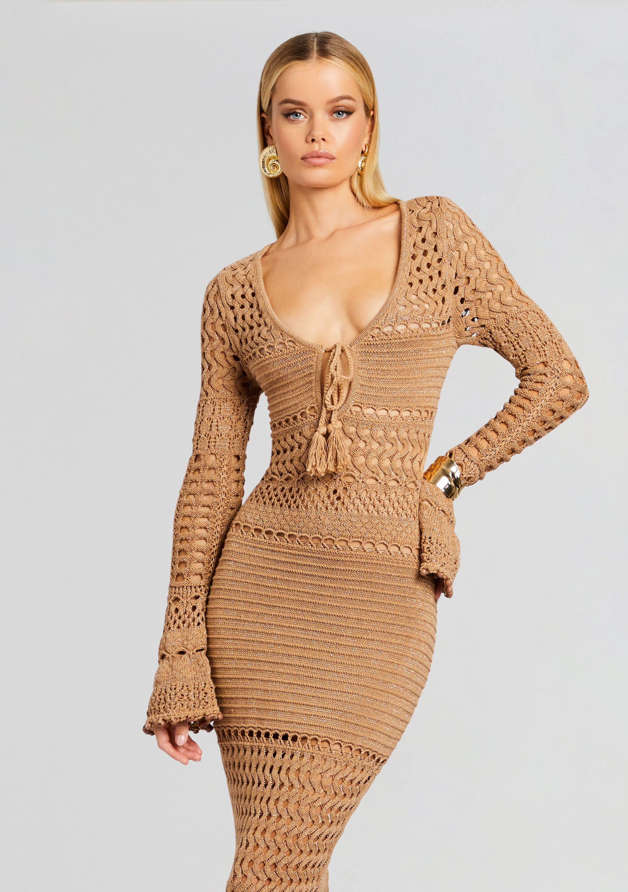 Sereno Knit Crochet Dress-Stylulu