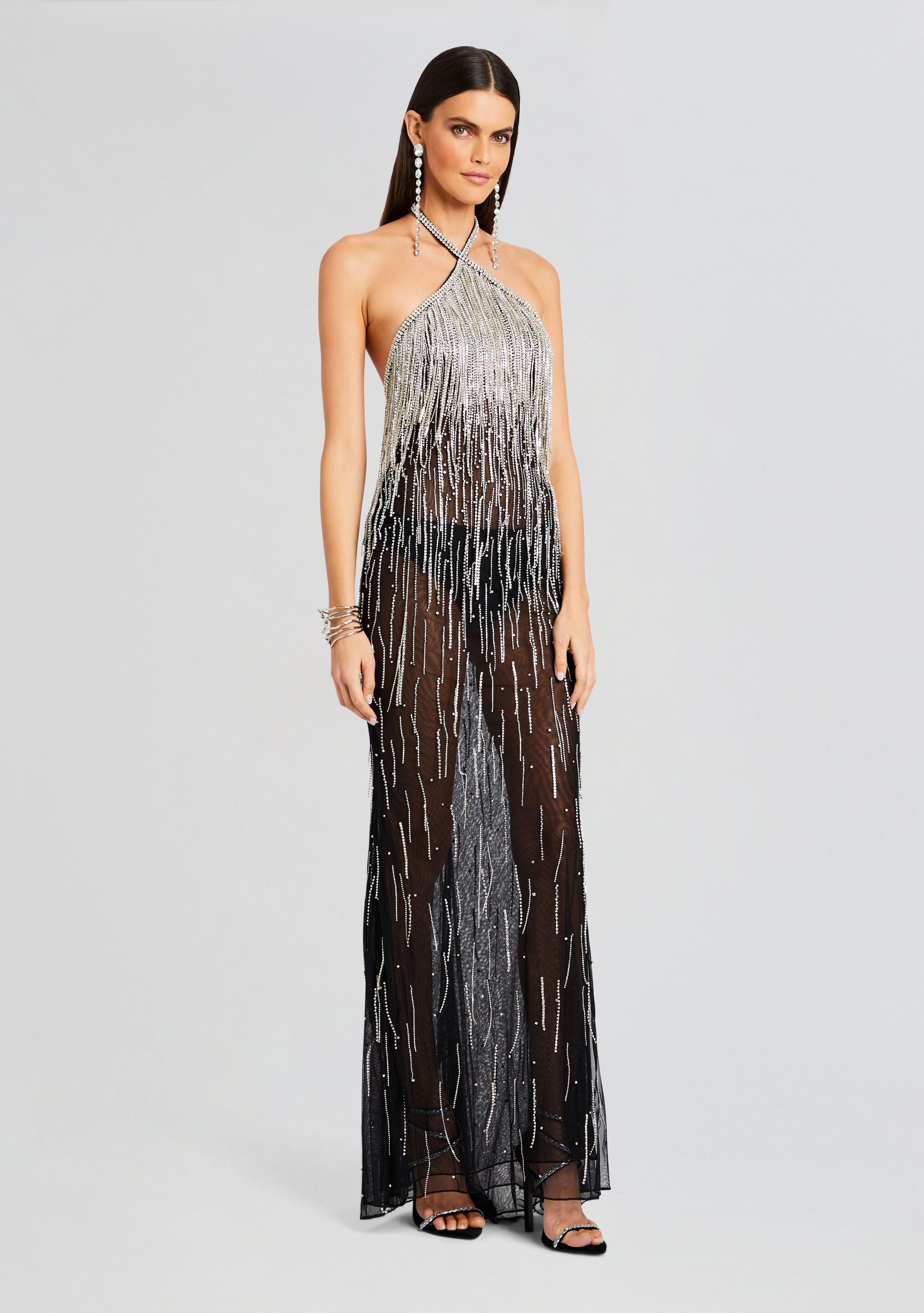 Belle Embellished Fringe Dress-Stylulu