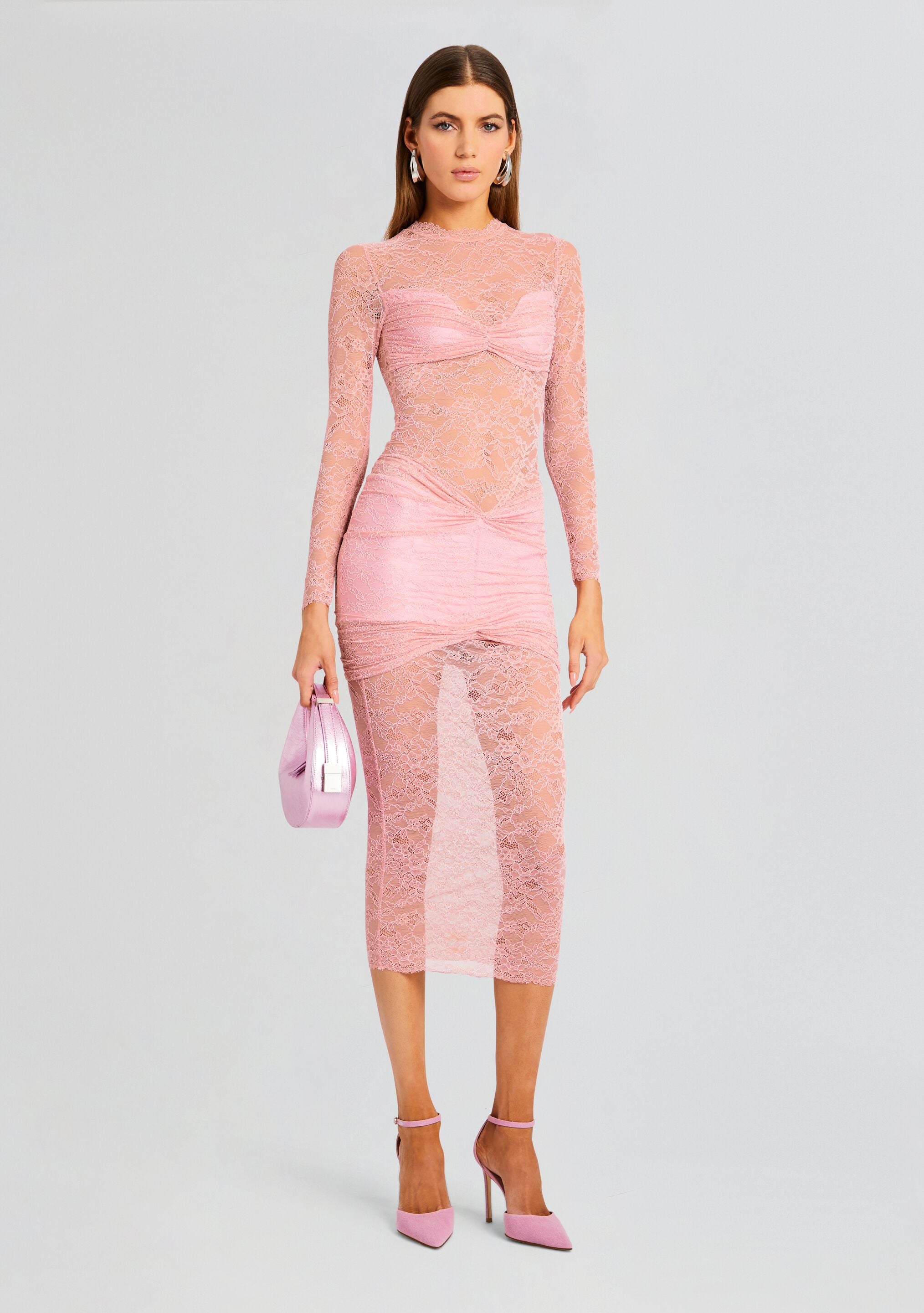 Ellie Lace Midi Dress-Stylulu