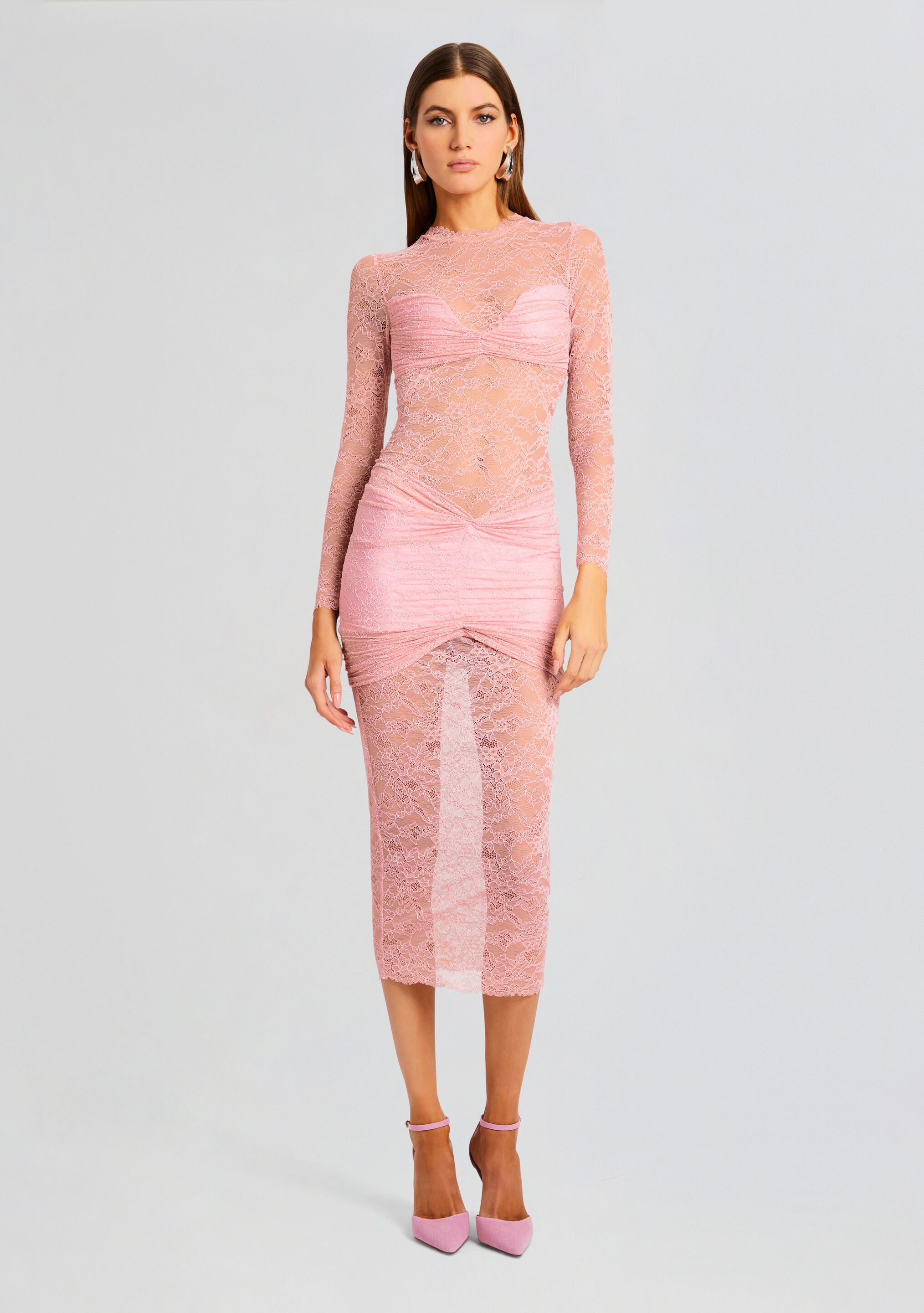 Ellie Lace Midi Dress-Stylulu