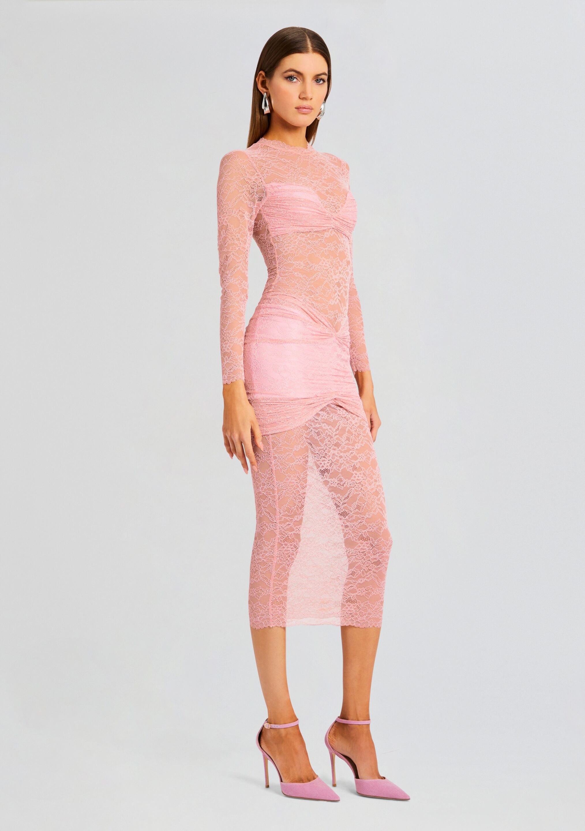 Ellie Lace Midi Dress-Stylulu