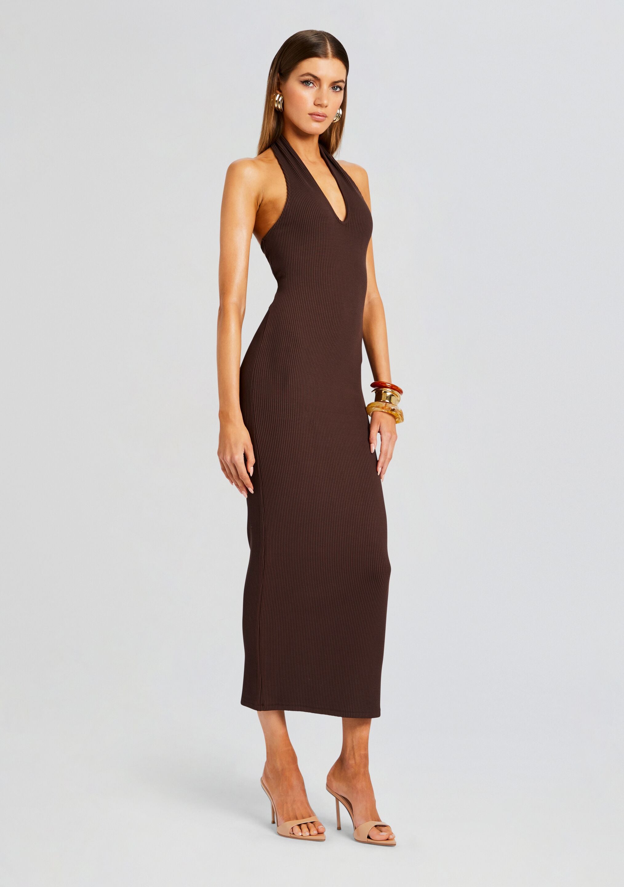 Lozza Halter Neck Maxi Dress-Stylulu