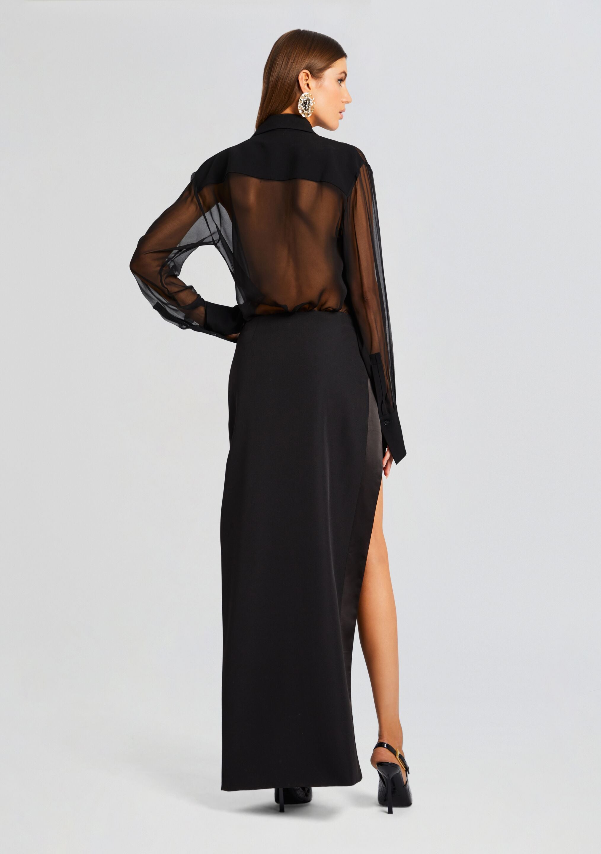 Meghan Panelled Silk Blouse-Stylulu