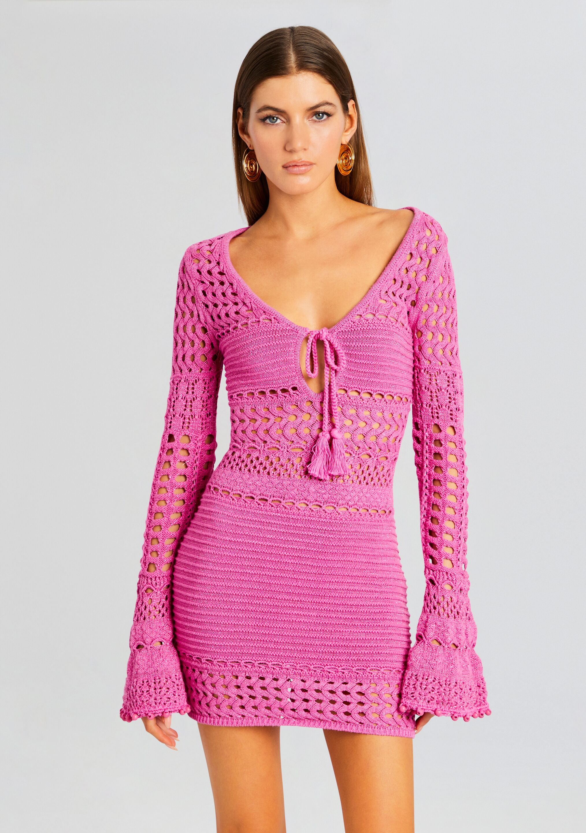 Peony Knit Crochet Dress-Stylulu