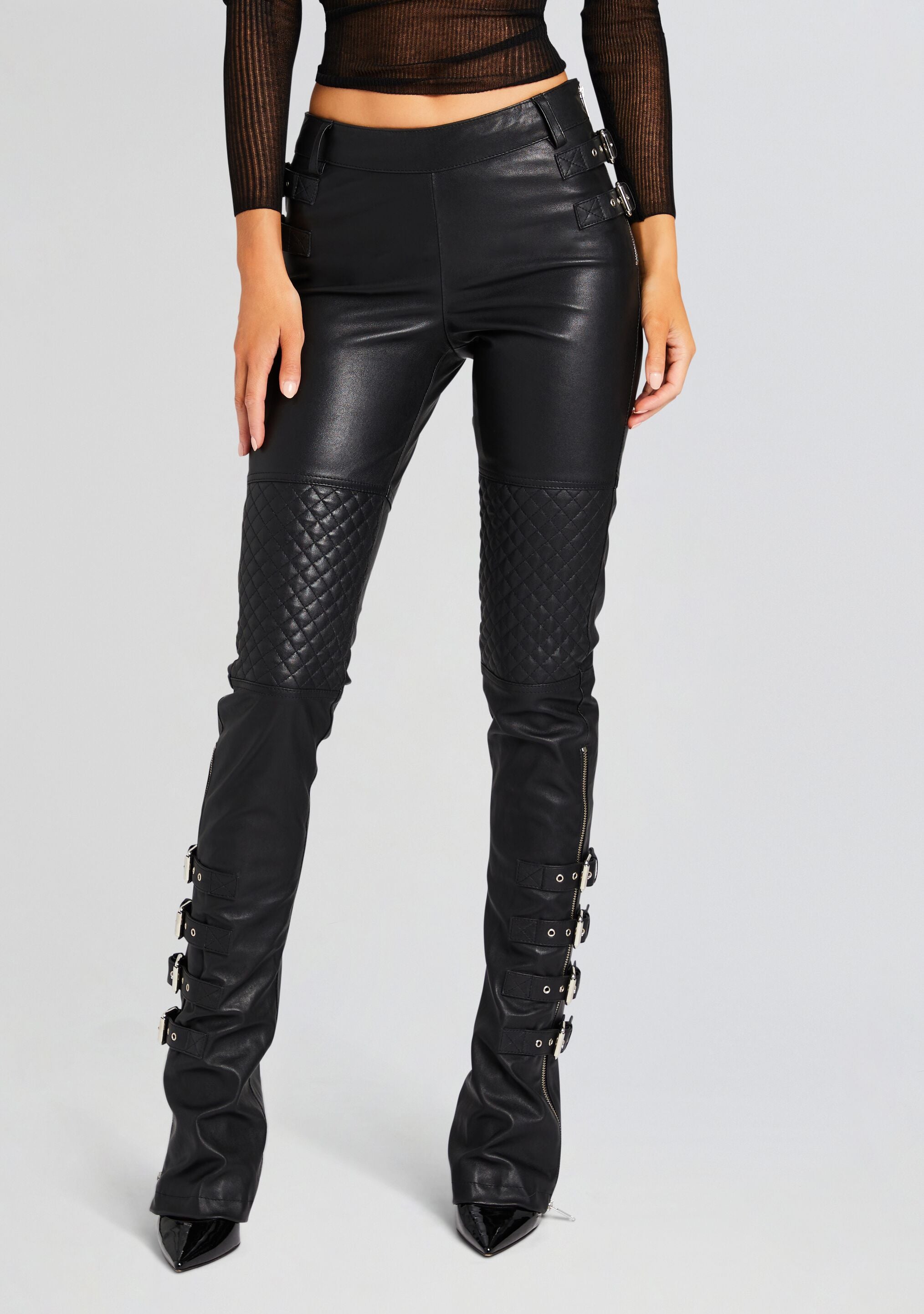 Della Leather Pant-Stylulu