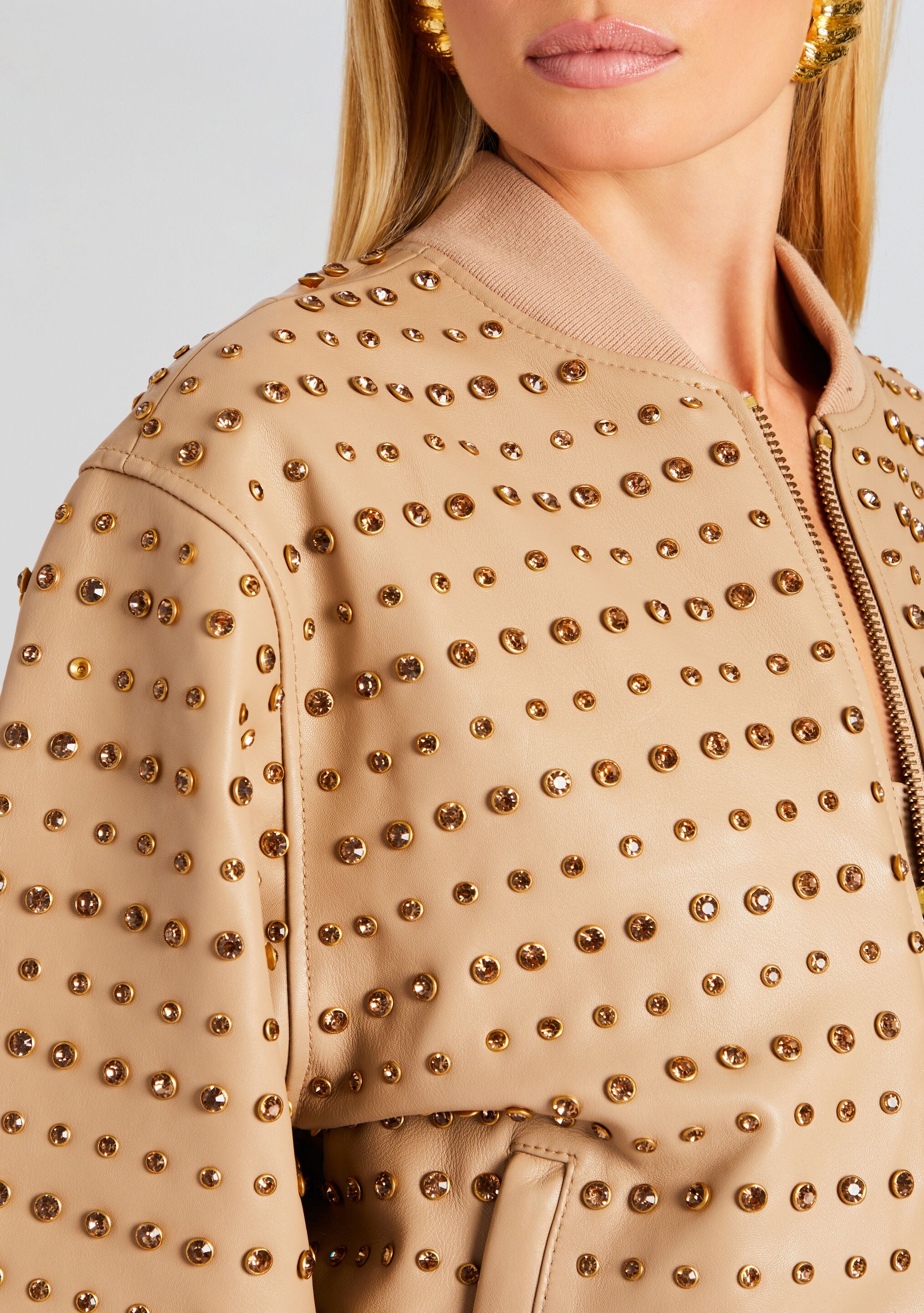 Gianna Embellished Leather Jacket-Stylulu