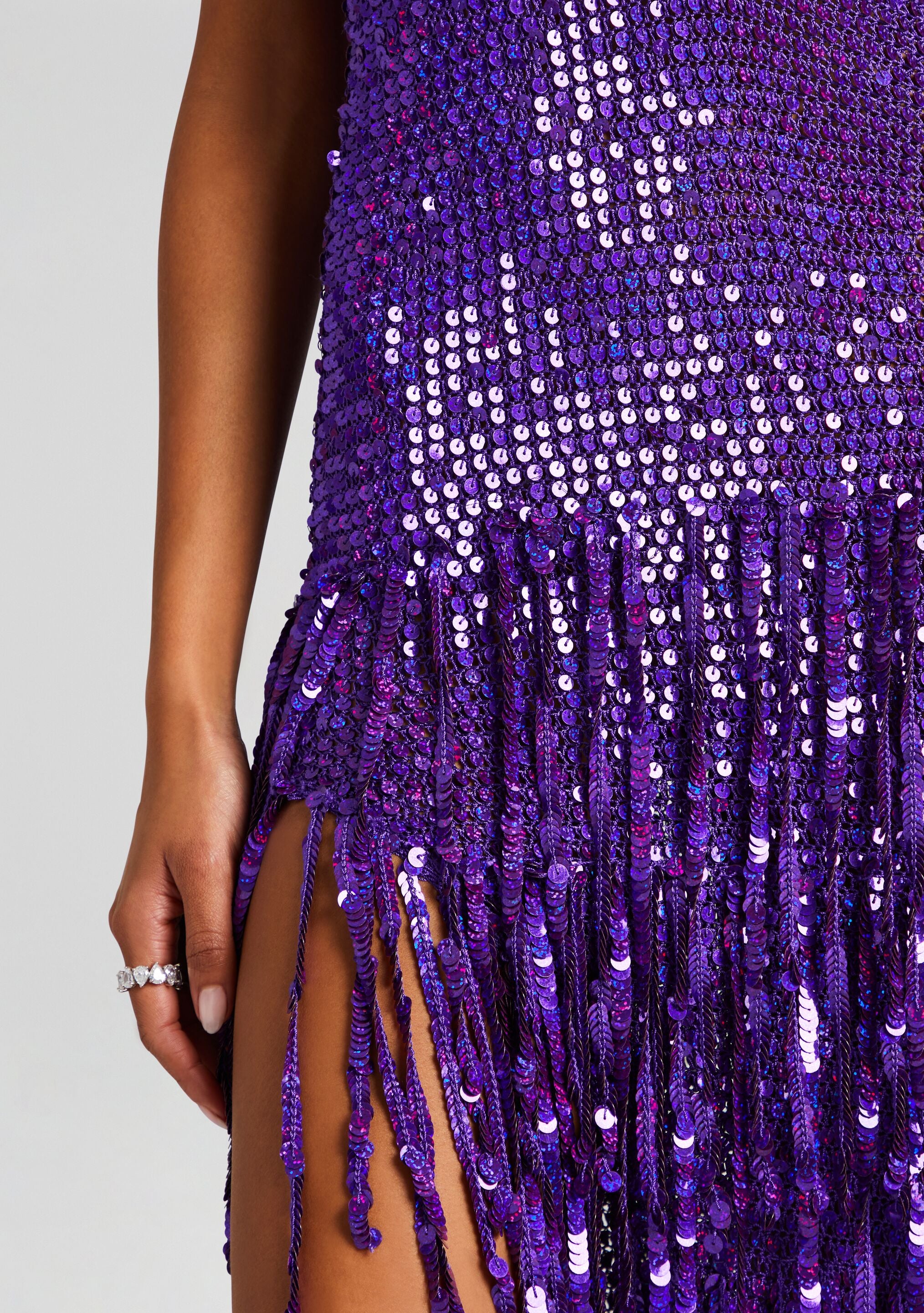 Libra Sequin Fringe Crochet Dress-Stylulu