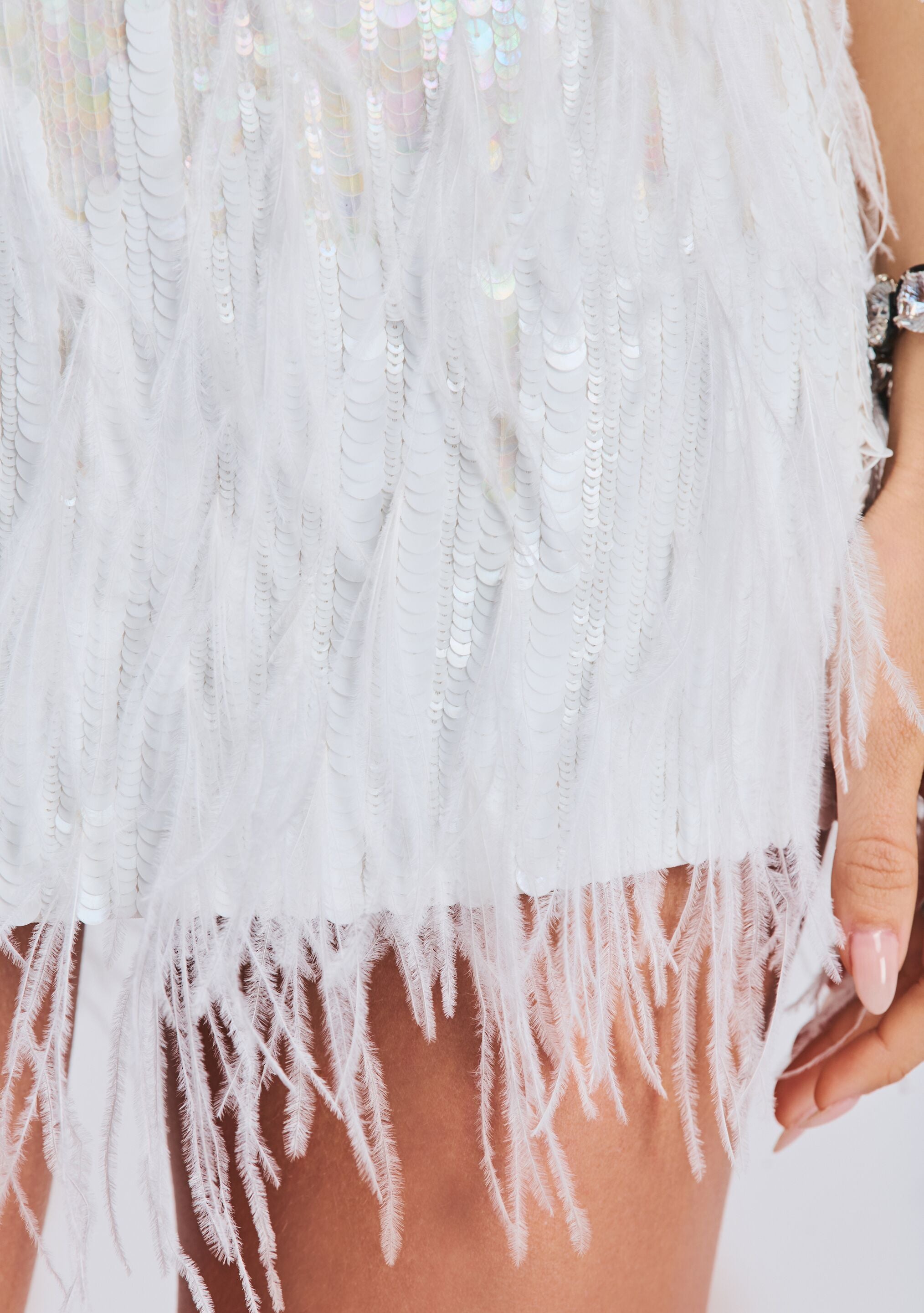 Athana Sequin Feather Skirt-Stylulu