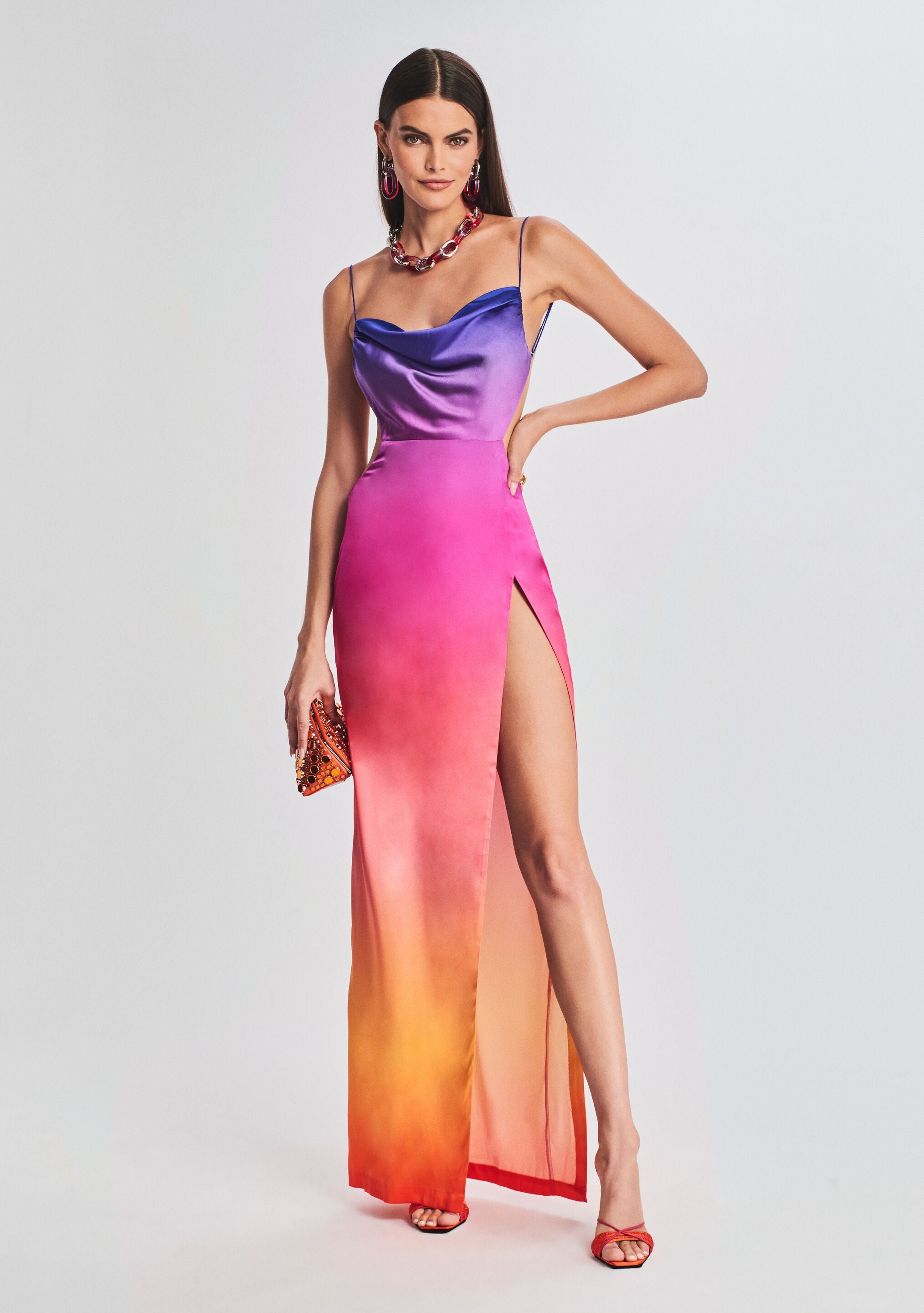Alyssa Ombre Silk Dress-Stylulu