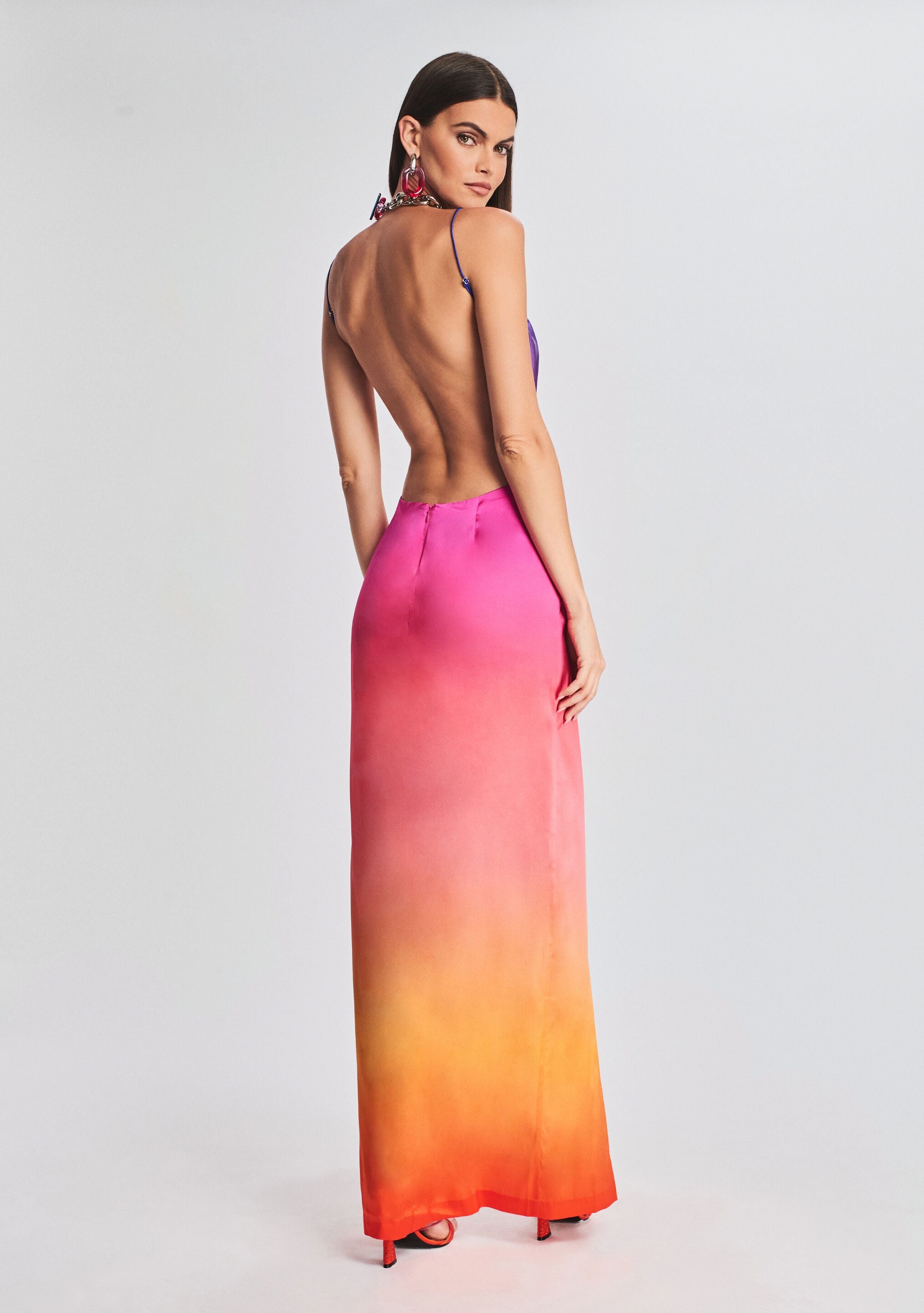 Alyssa Ombre Silk Dress-Stylulu