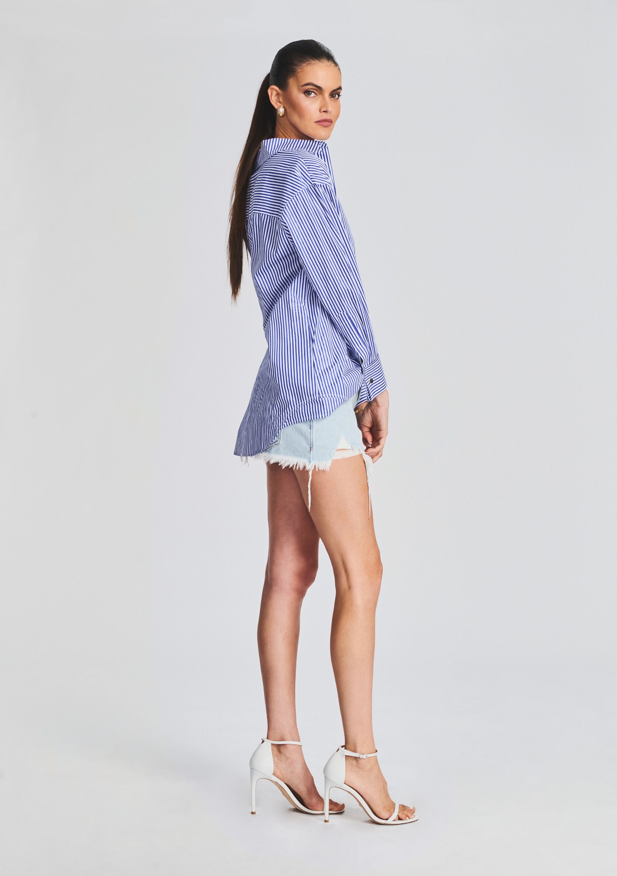Hefley Oversized Coated Shirt Dress-Stylulu