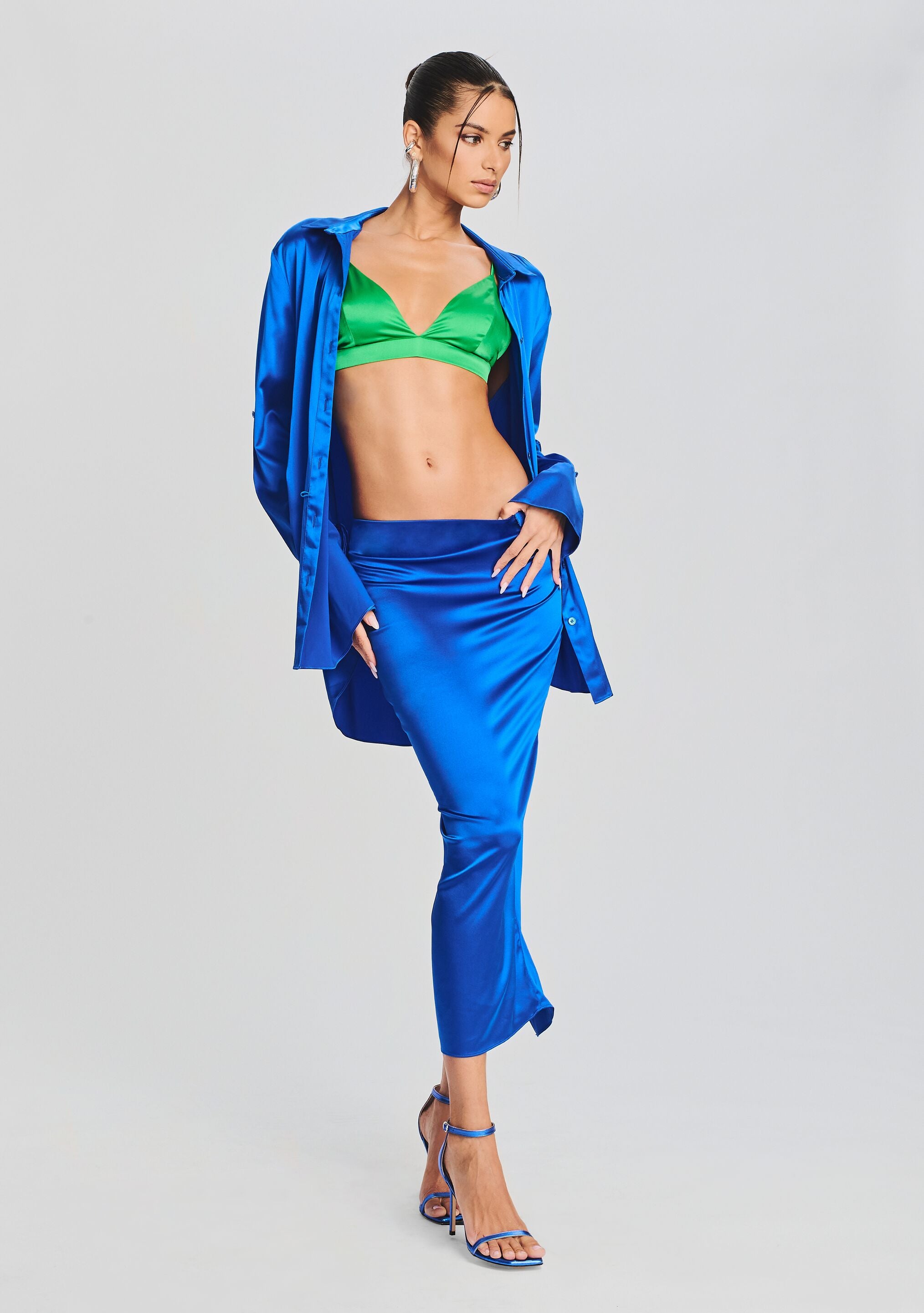 Julian Silk Midi Skirt-Stylulu