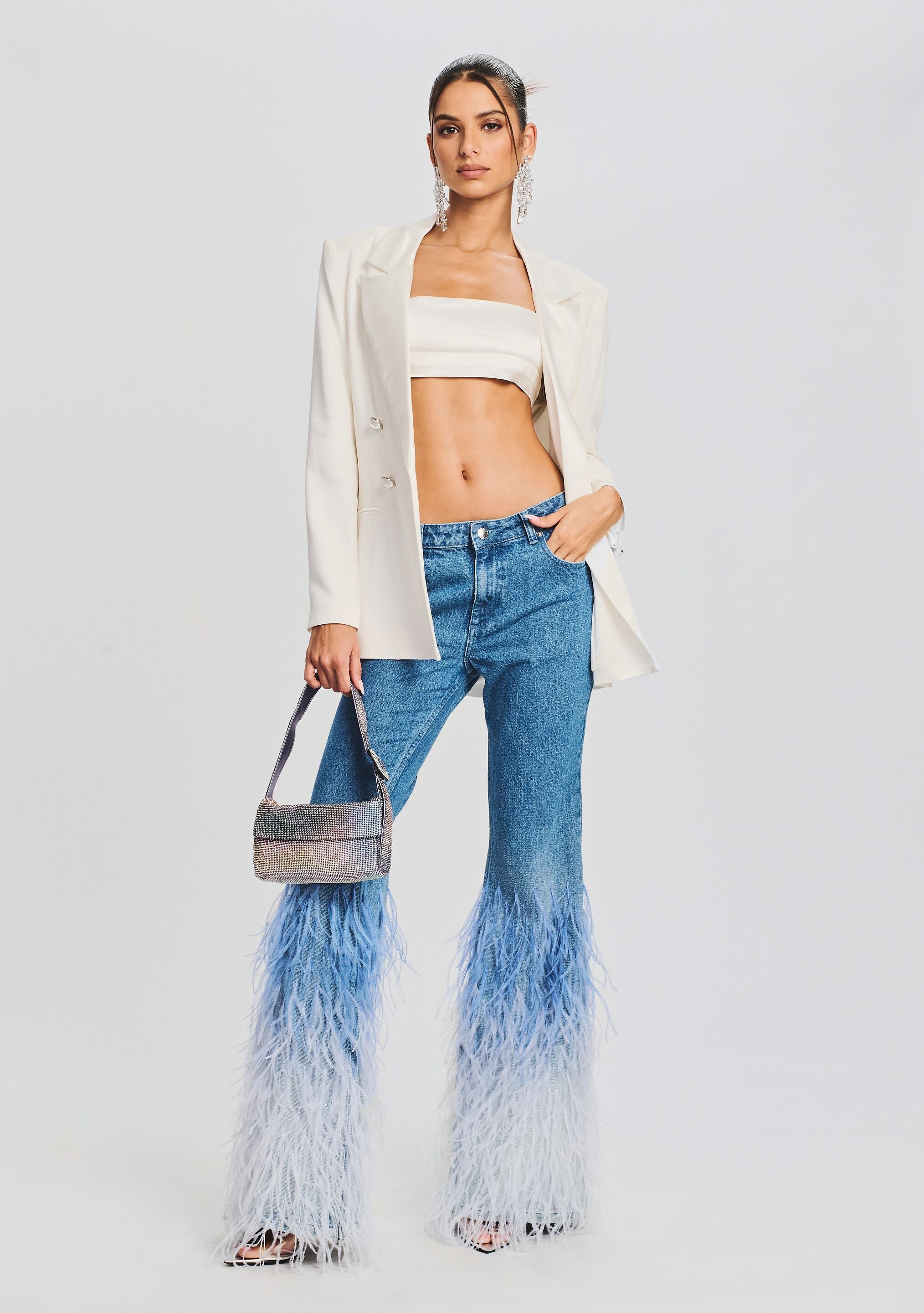 Moore Mid Rise Flare Feather Jean-Stylulu