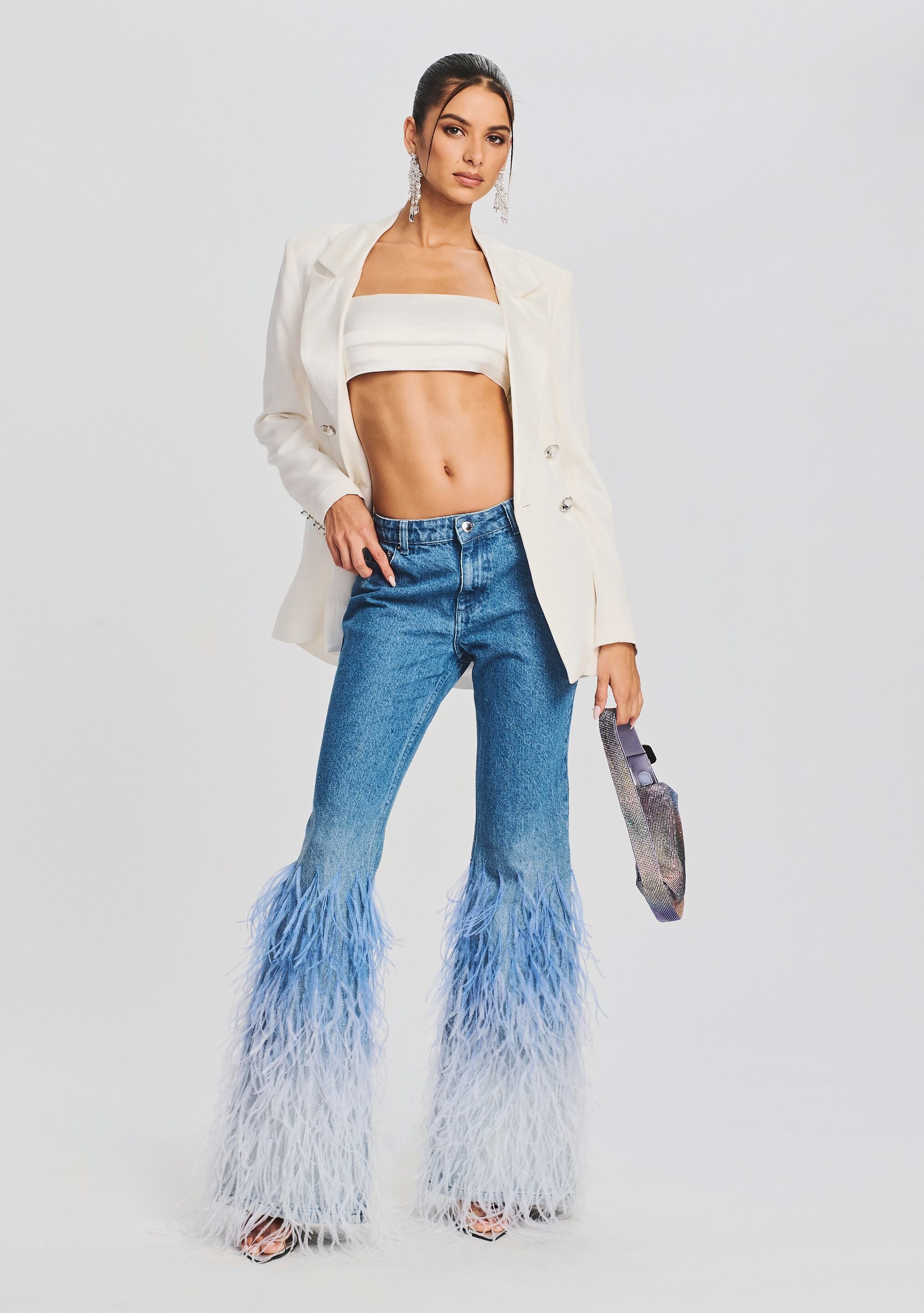 Moore Mid Rise Flare Feather Jean-Stylulu