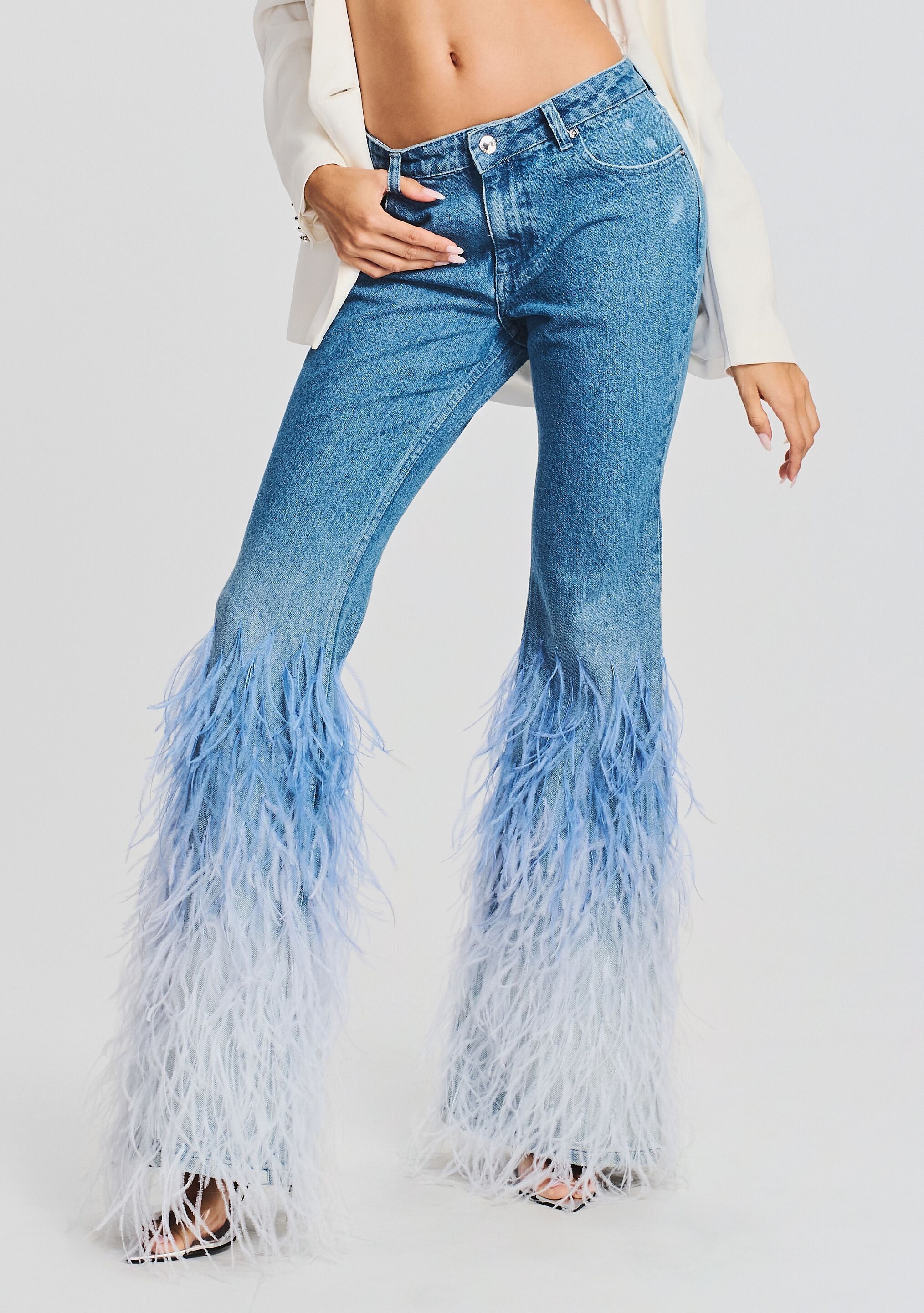 Moore Mid Rise Flare Feather Jean-Stylulu