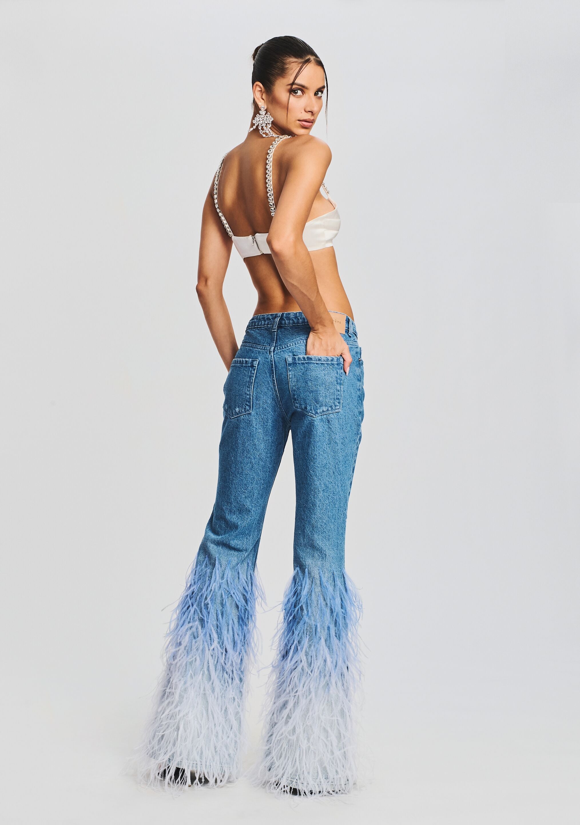 Moore Mid Rise Flare Feather Jean-Stylulu