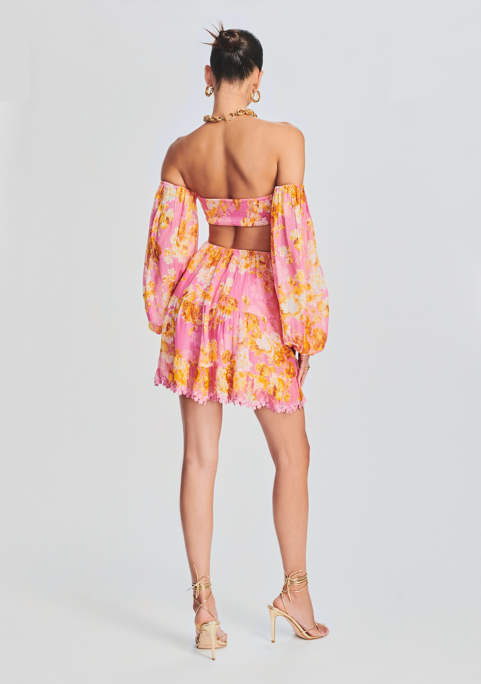 Auril Pink Short Dress-Stylulu