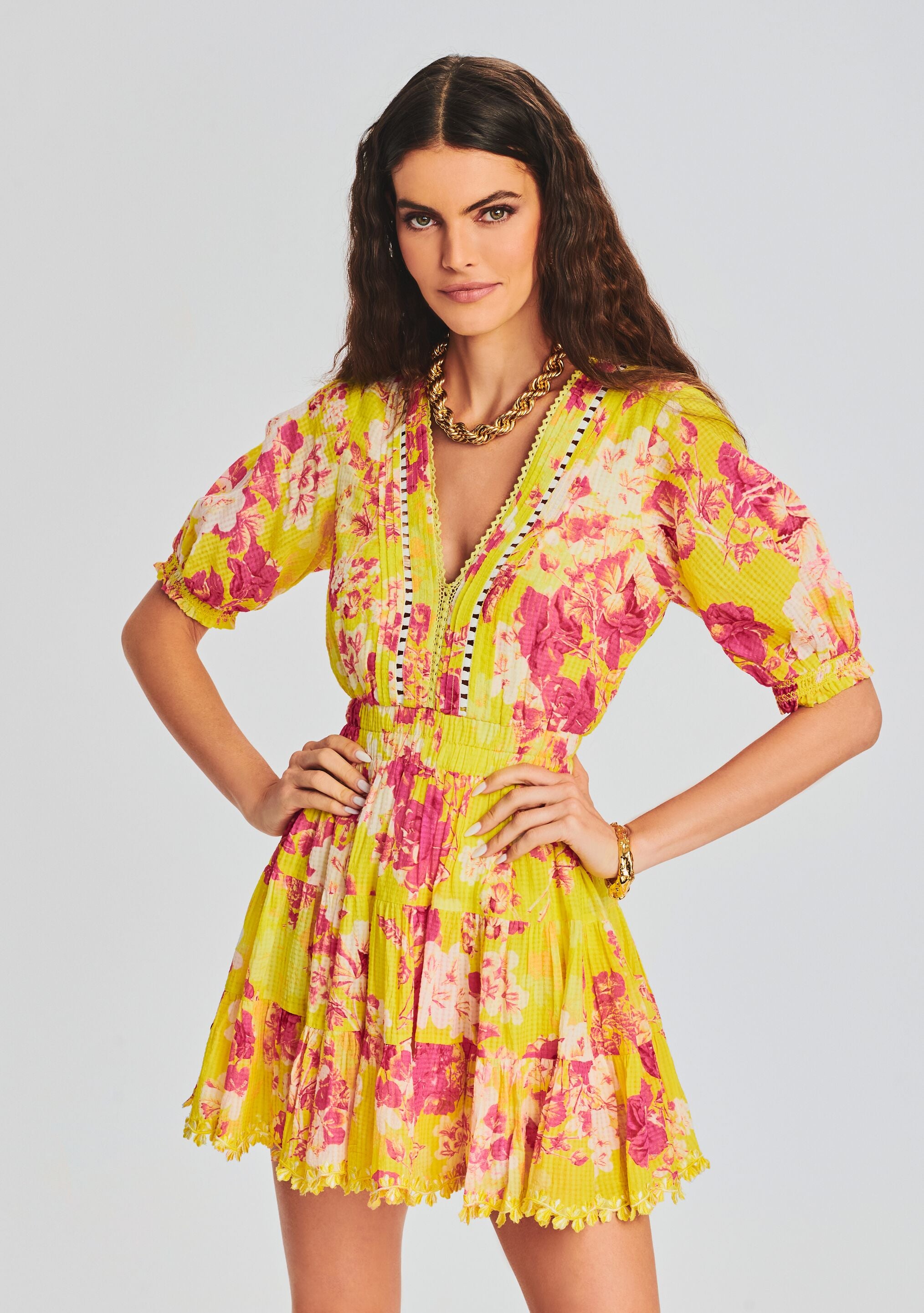 Auril Yellow Short Dress-Stylulu