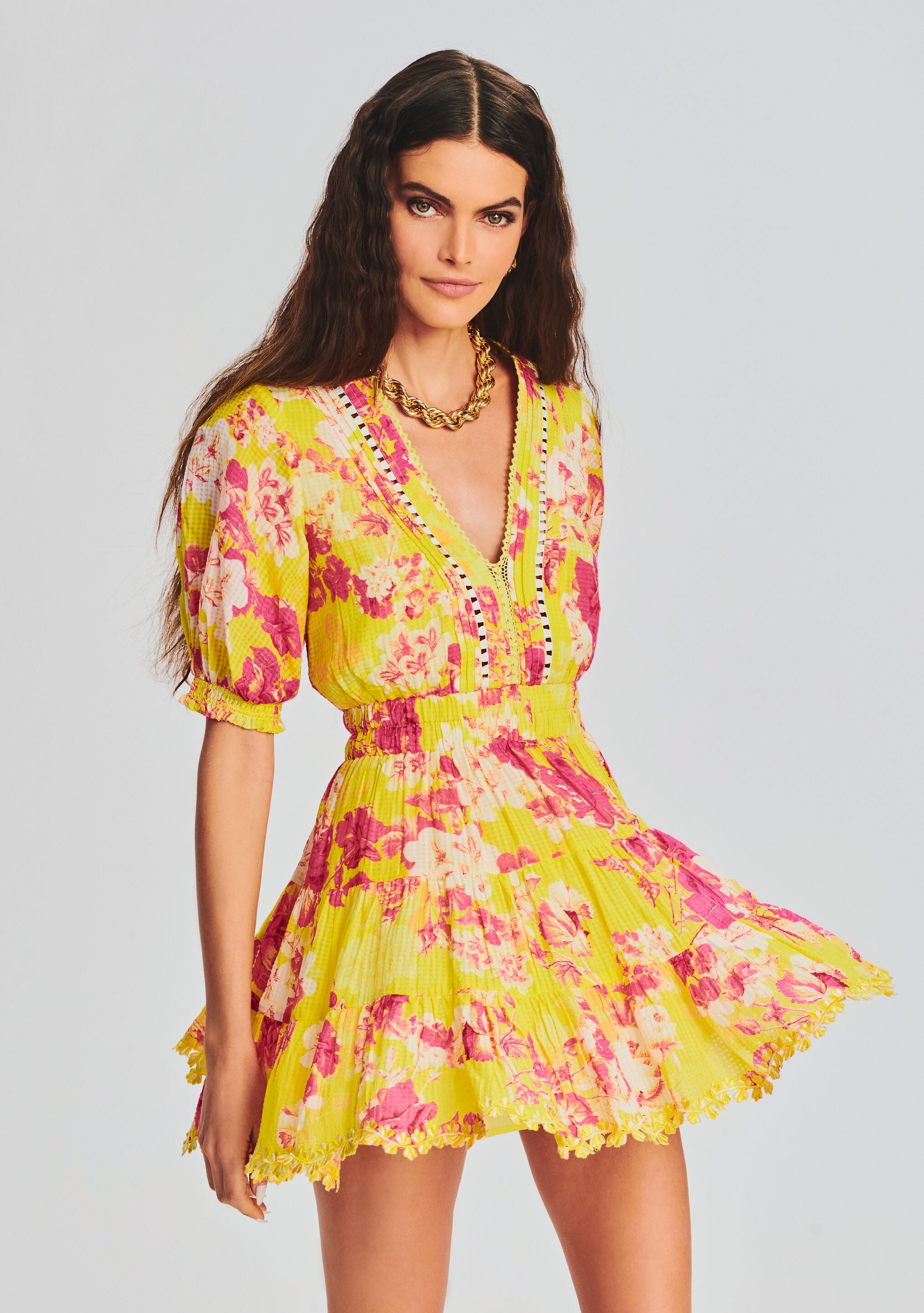 Auril Yellow Short Dress-Stylulu