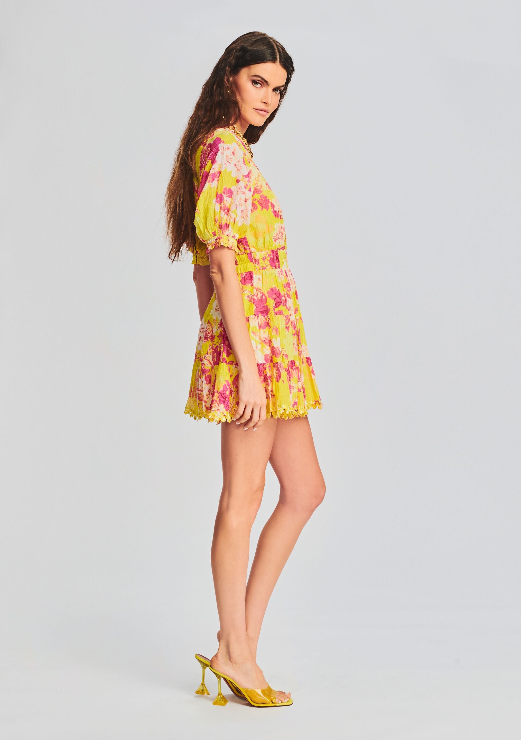 Auril Yellow Short Dress-Stylulu