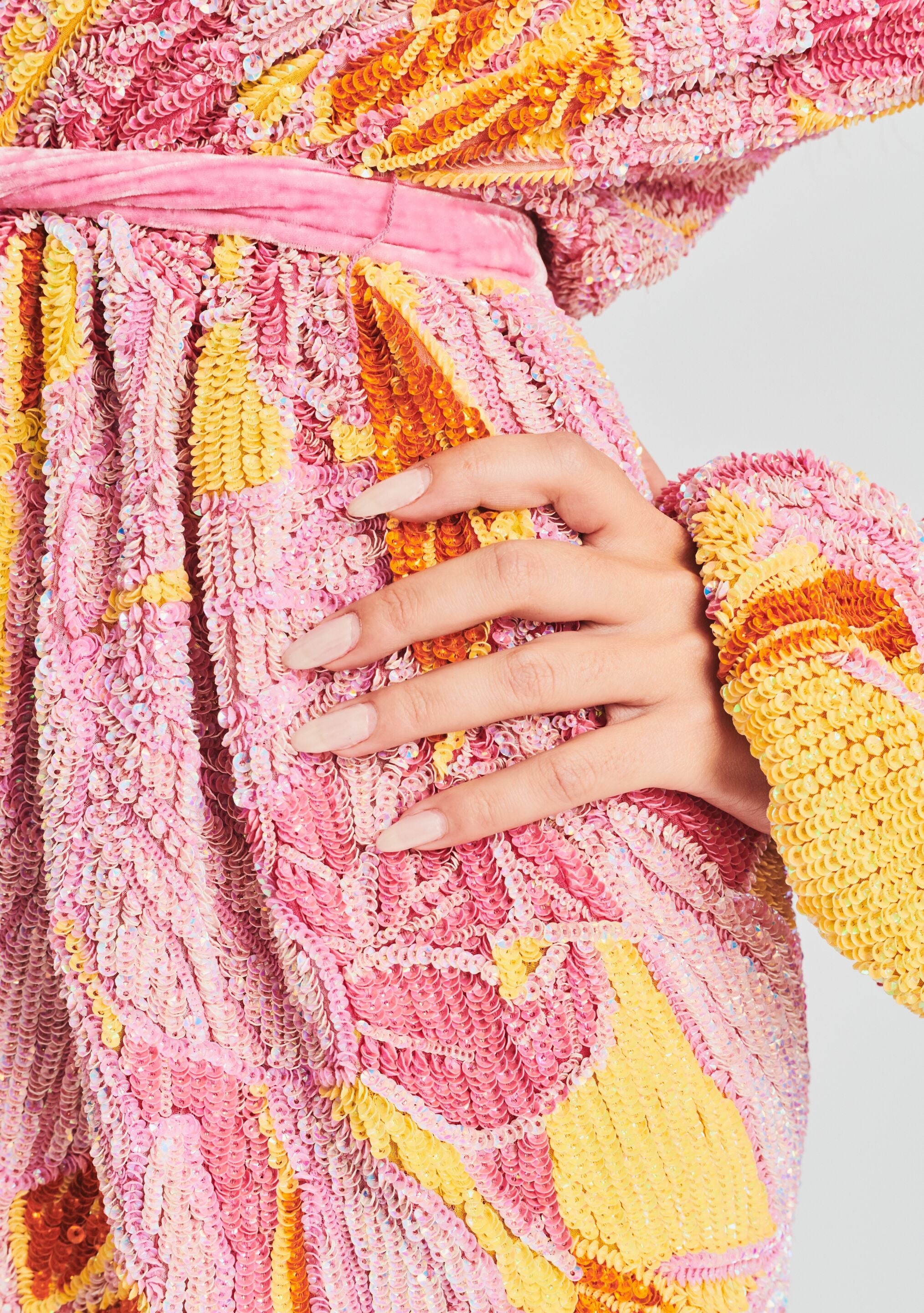 Gabrielle Sequin Floral Robe-Stylulu