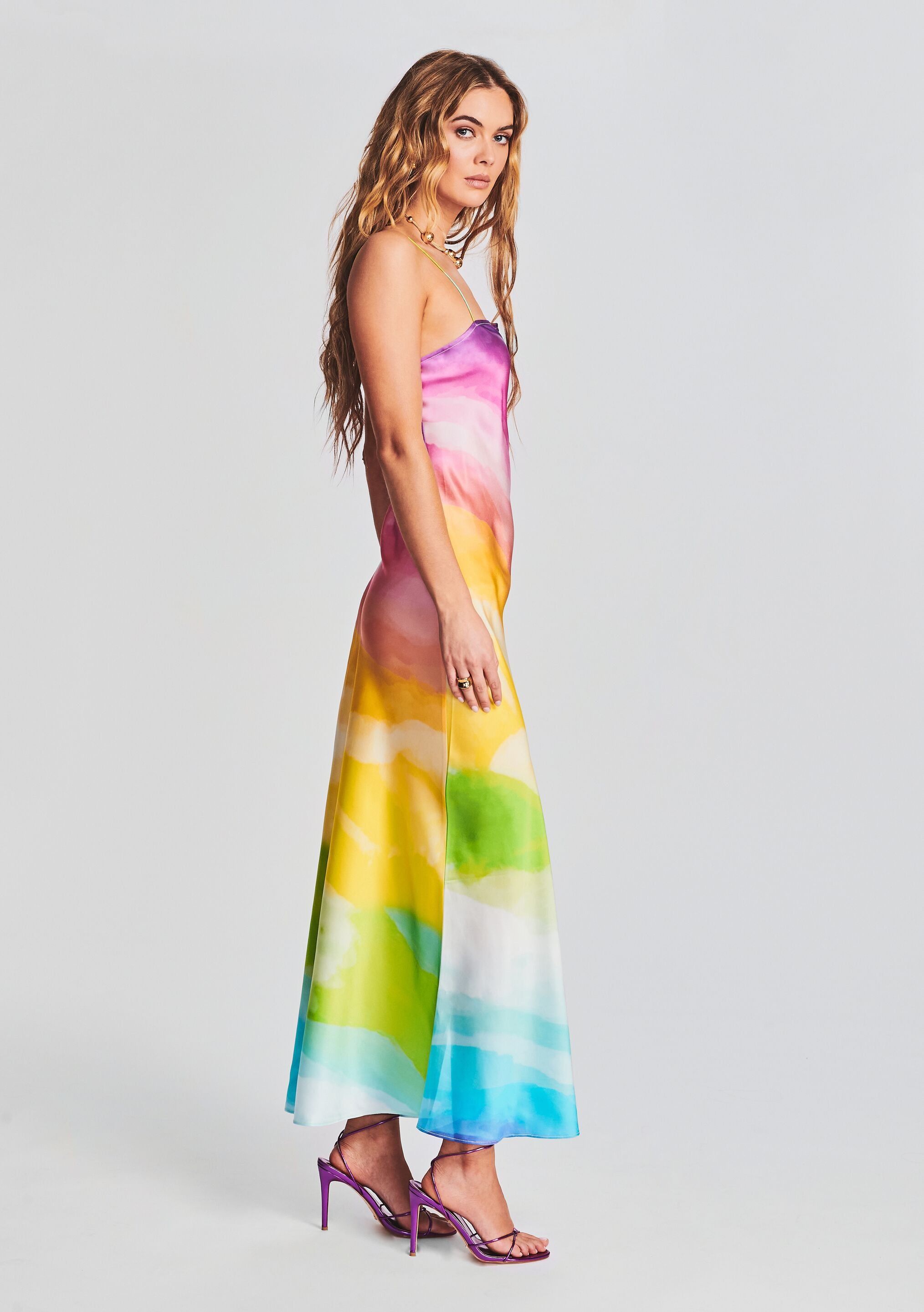 Aimee Silk Long Dress-Stylulu