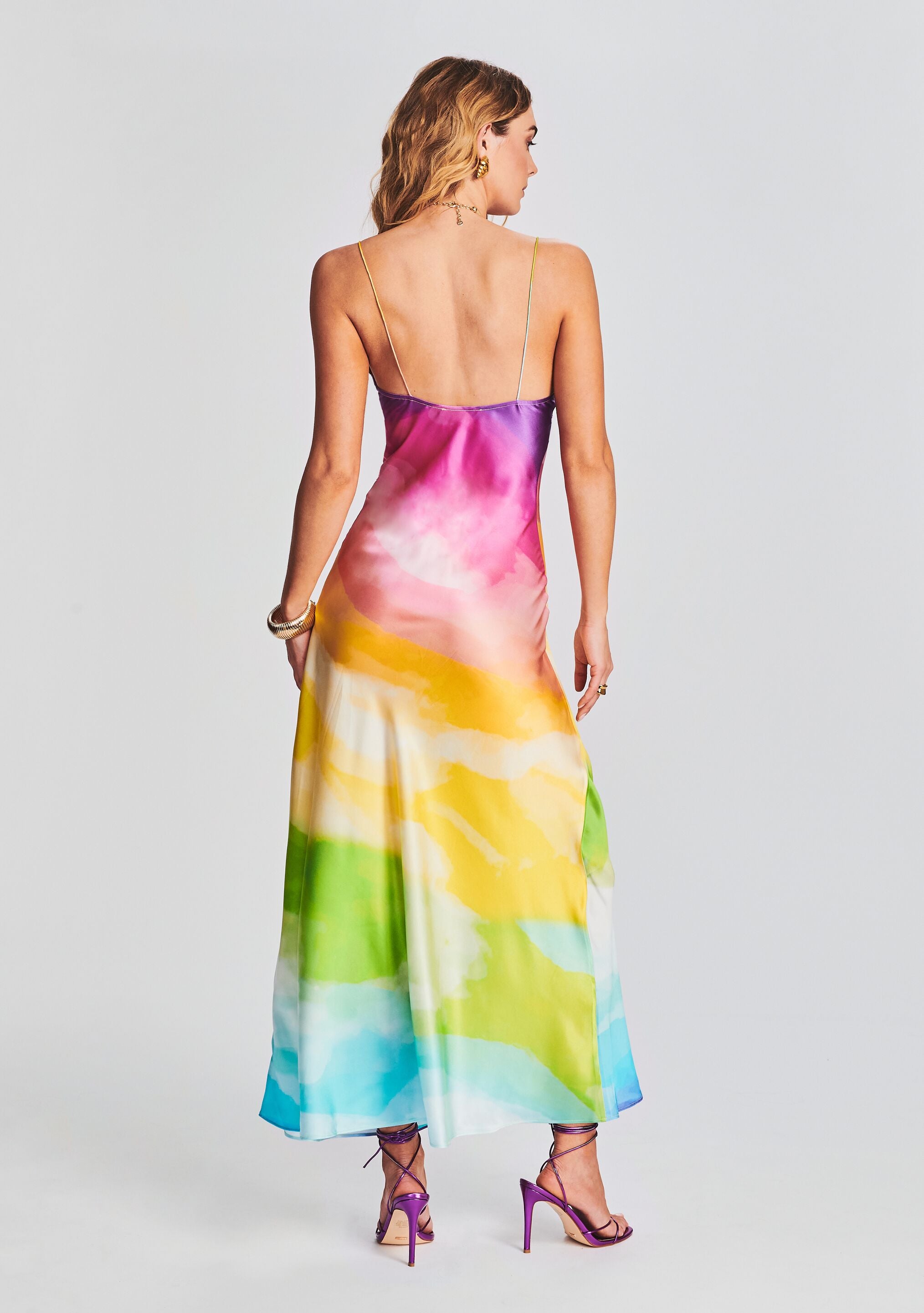 Aimee Silk Long Dress-Stylulu