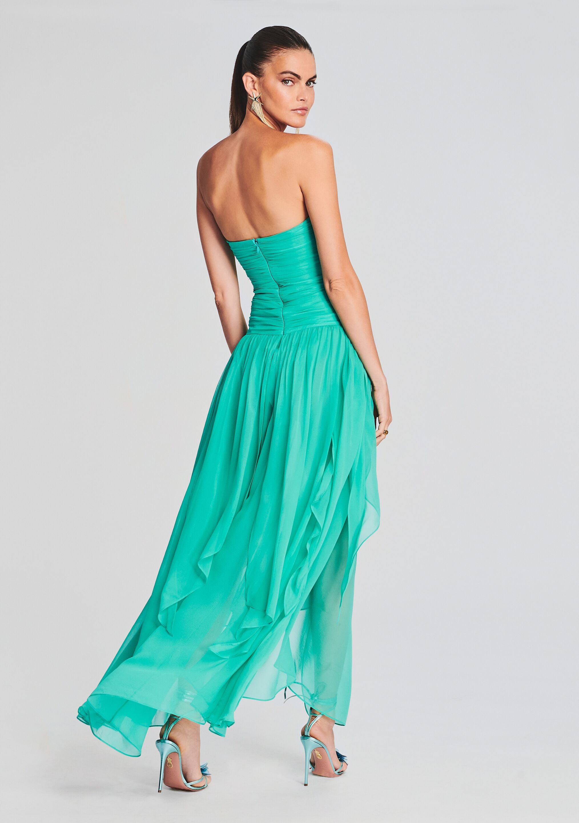 Perola Silk Chiffon Dress-Stylulu