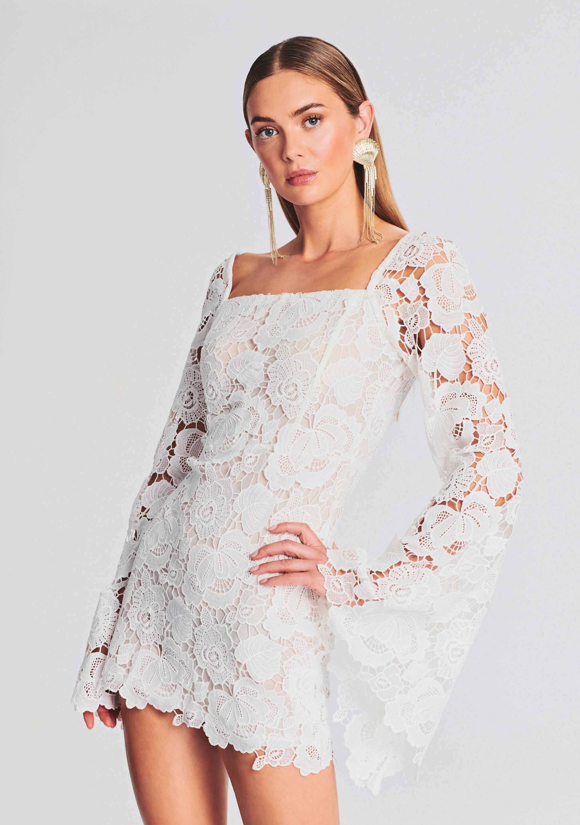 Eliza Lace Mini Dress-Stylulu