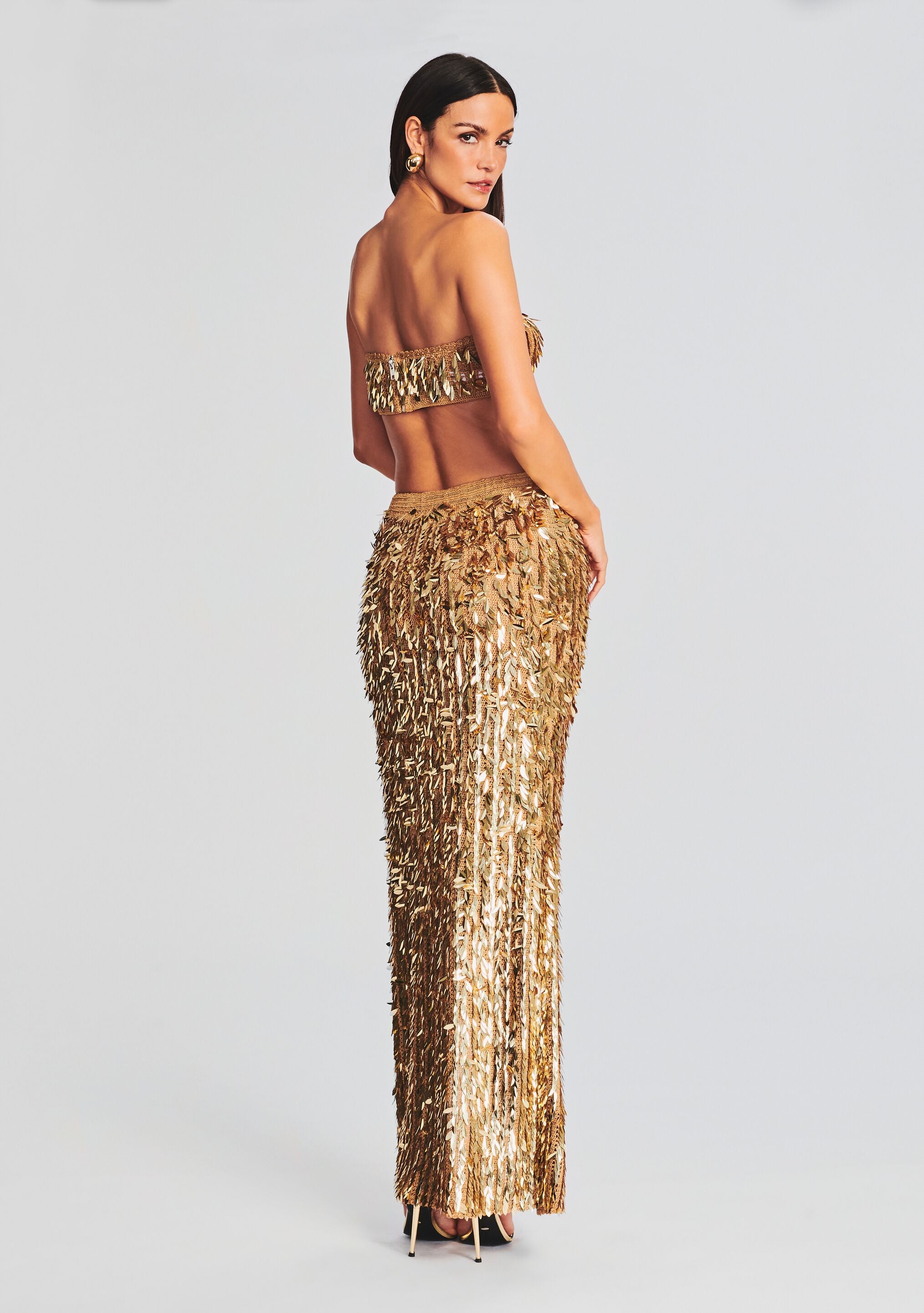 Steffy Feather Sequin Skirt-Stylulu