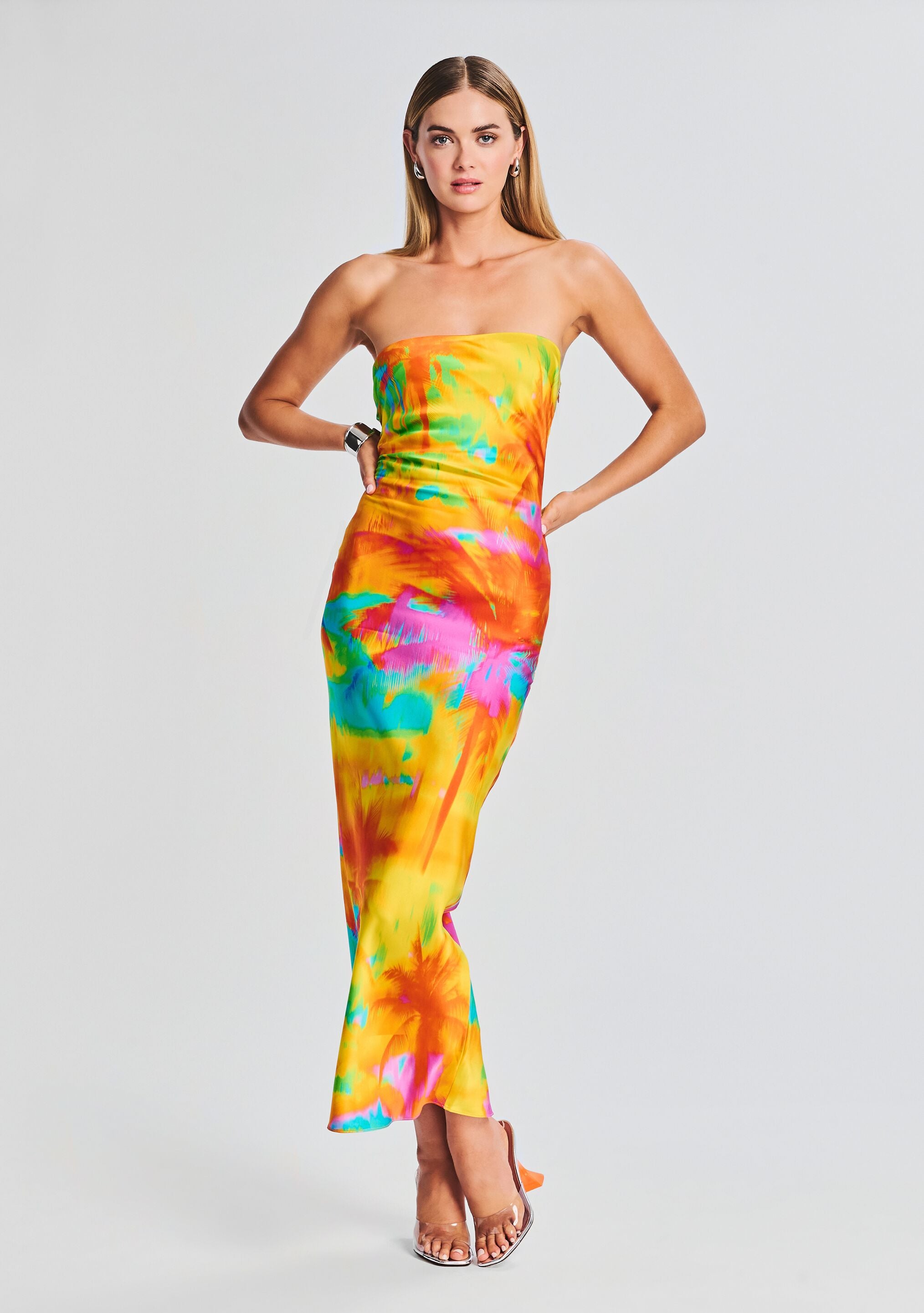 Cerith Silk Strapless Midi Dress-Stylulu