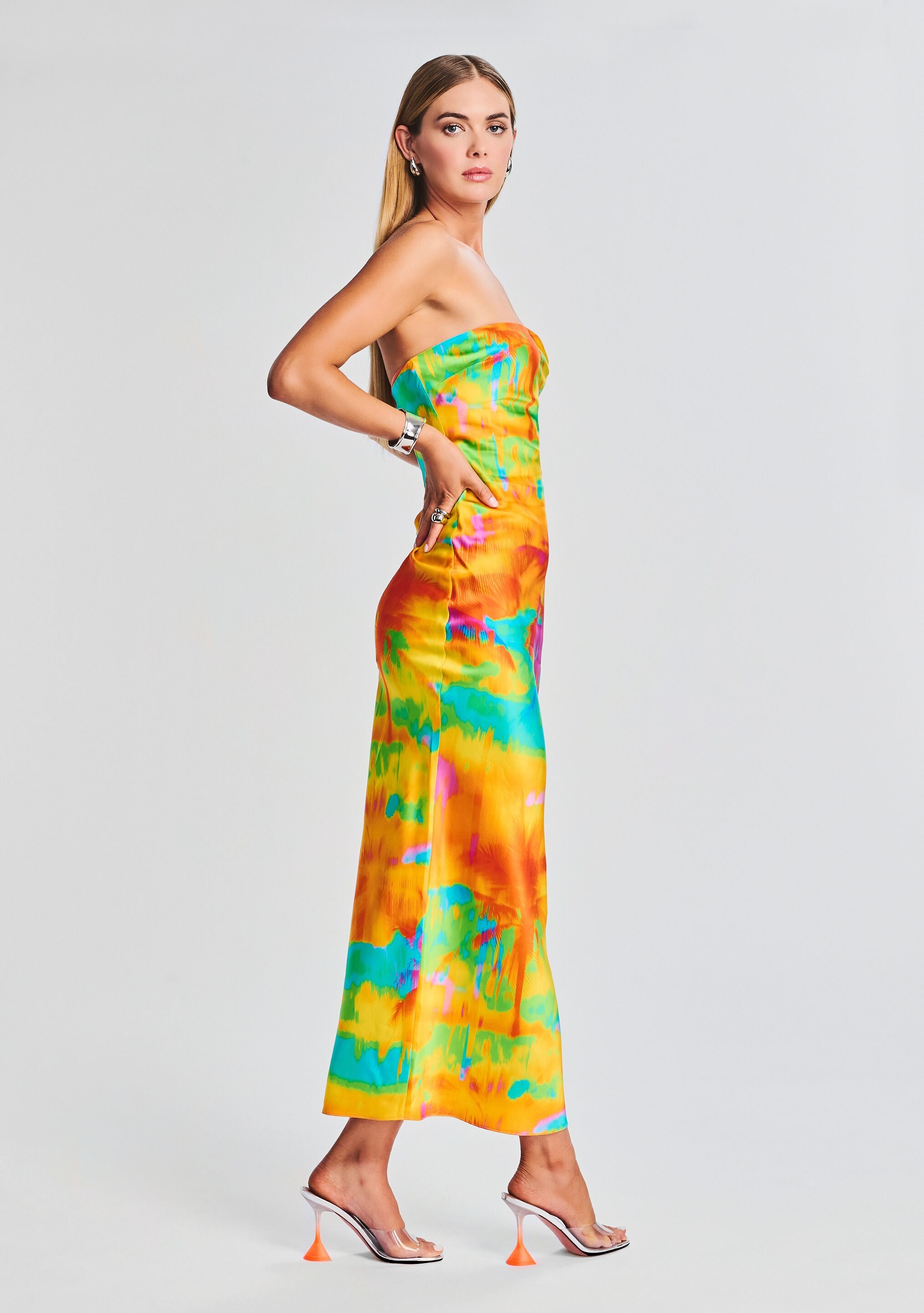Cerith Silk Strapless Midi Dress-Stylulu