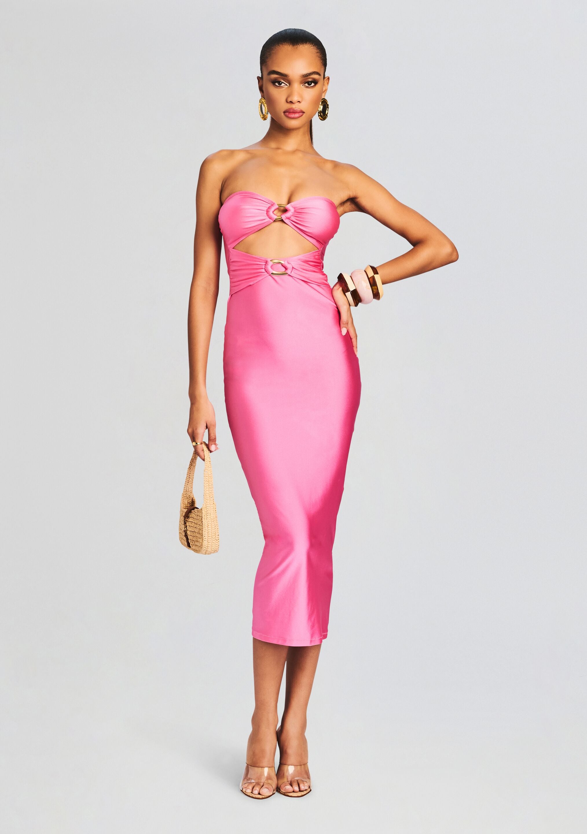 Ida Lycra Midi Dress-Stylulu