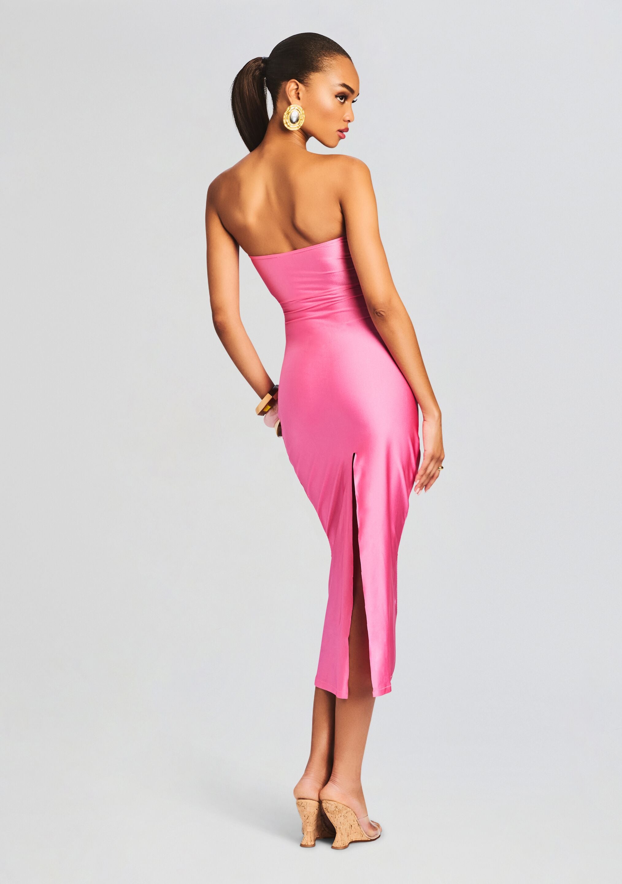 Ida Lycra Midi Dress-Stylulu
