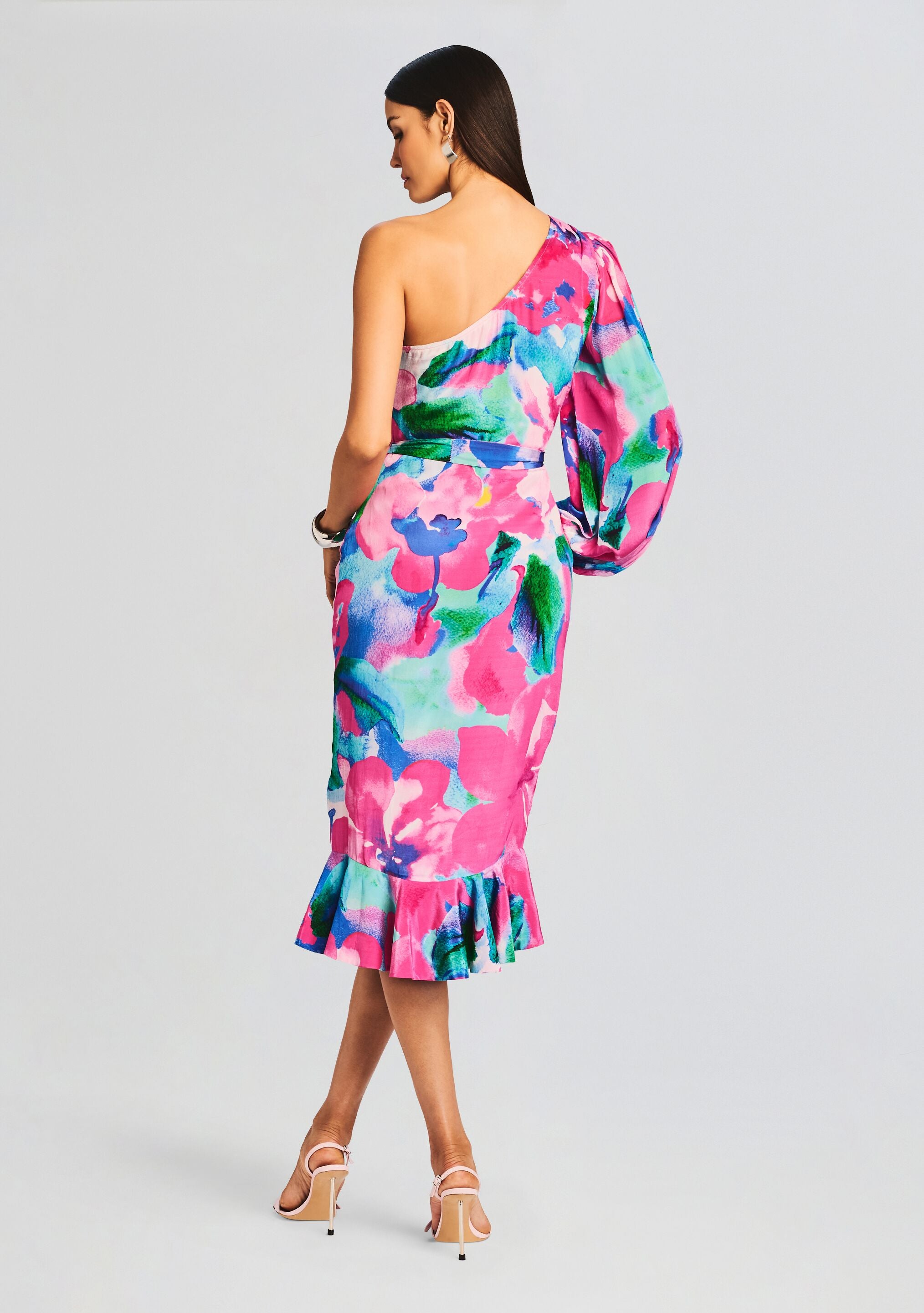 Vesa One Shoulder Midi Dress-Stylulu