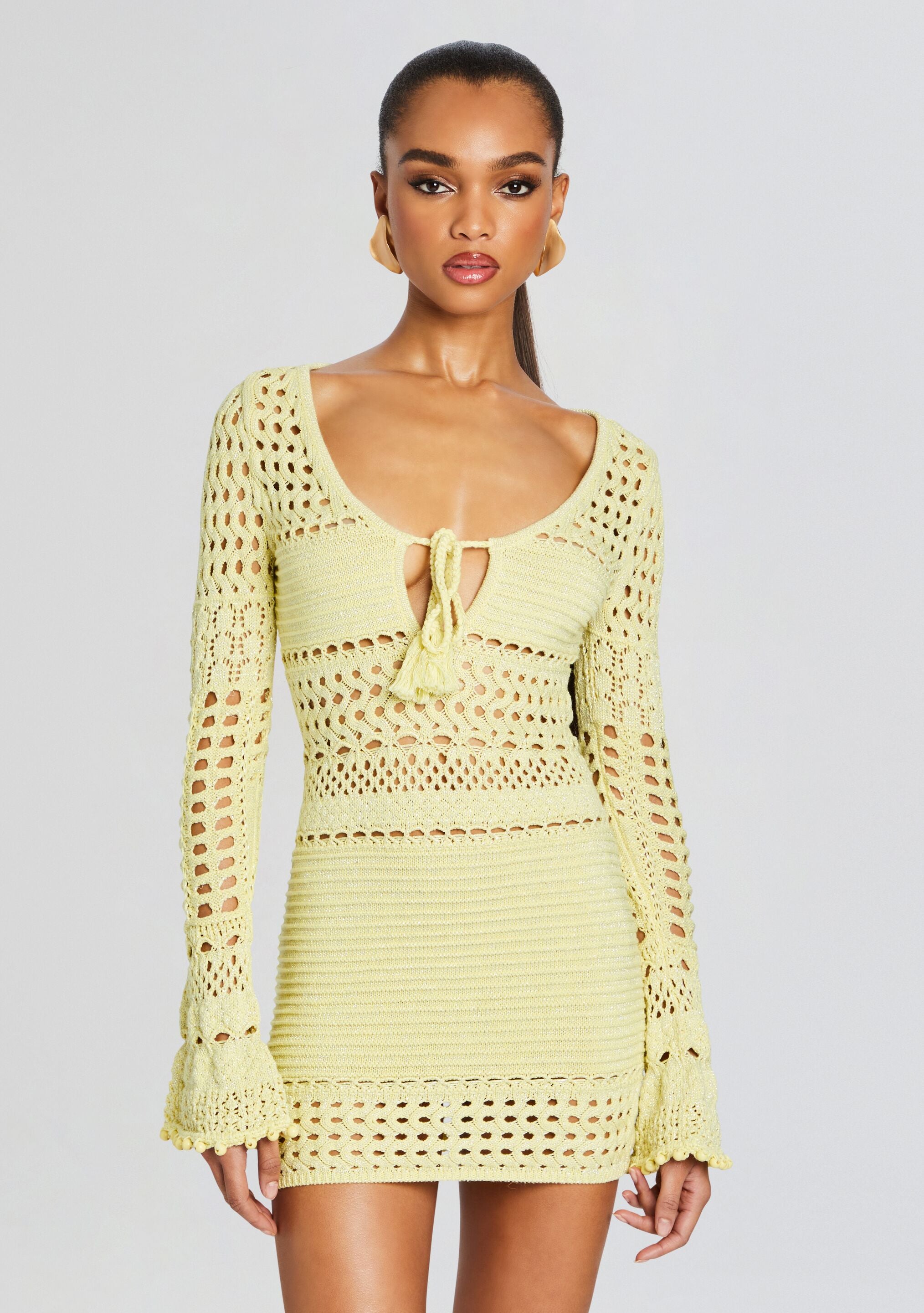 Peony Knit Crochet Dress-Stylulu