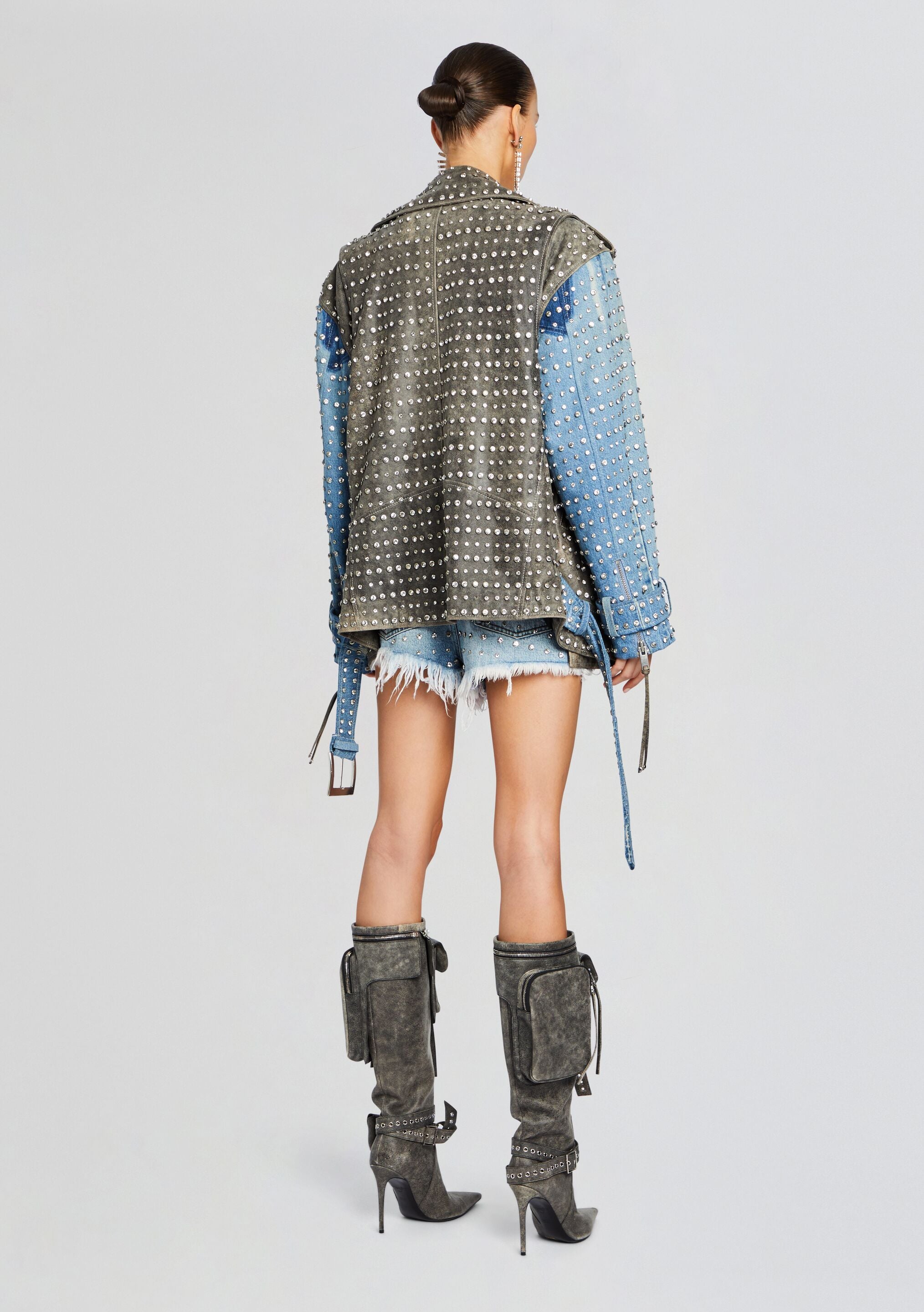 Rebel Embellished Leather Jacket-Stylulu