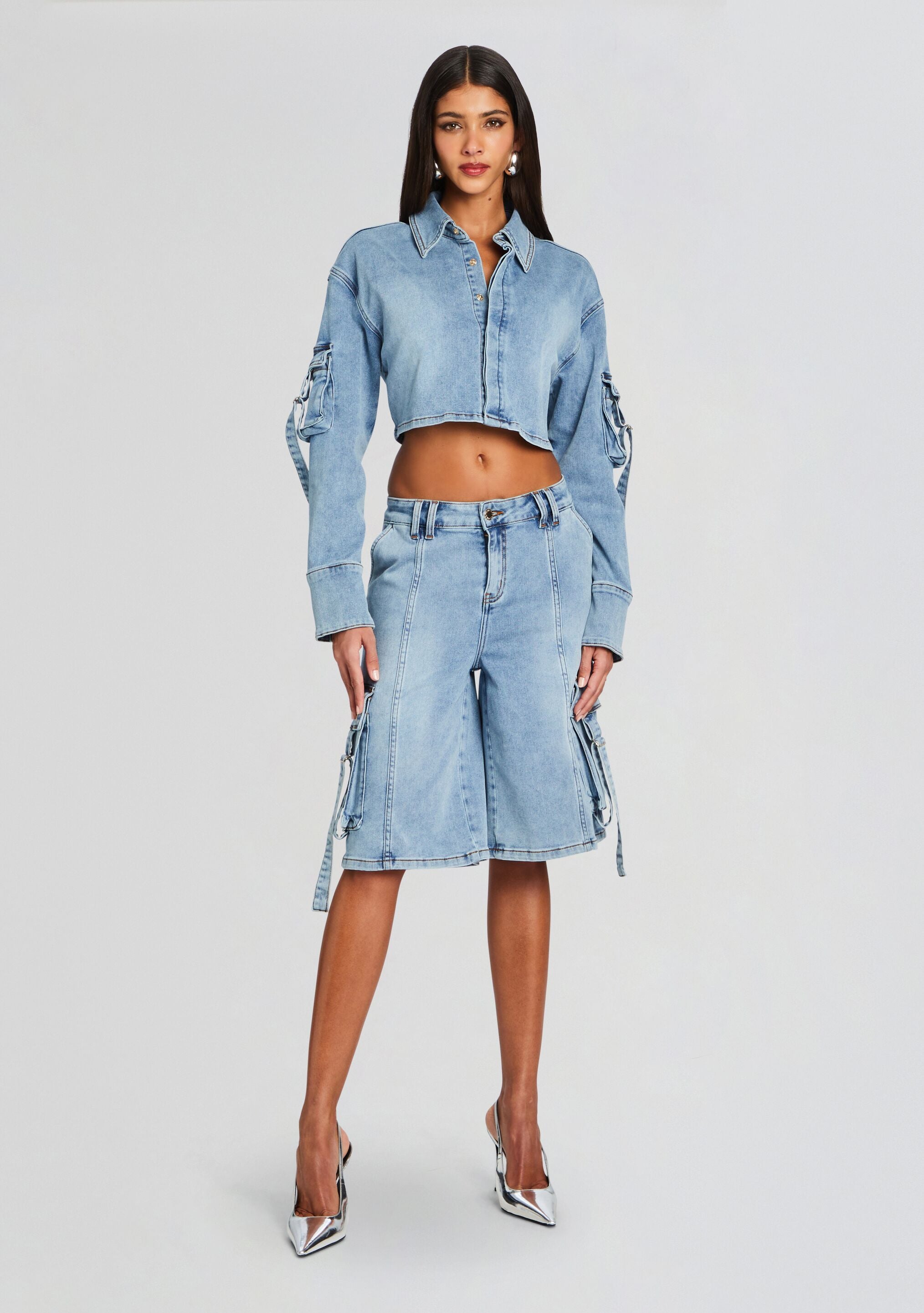 Blu Cargo Denim Top-Stylulu