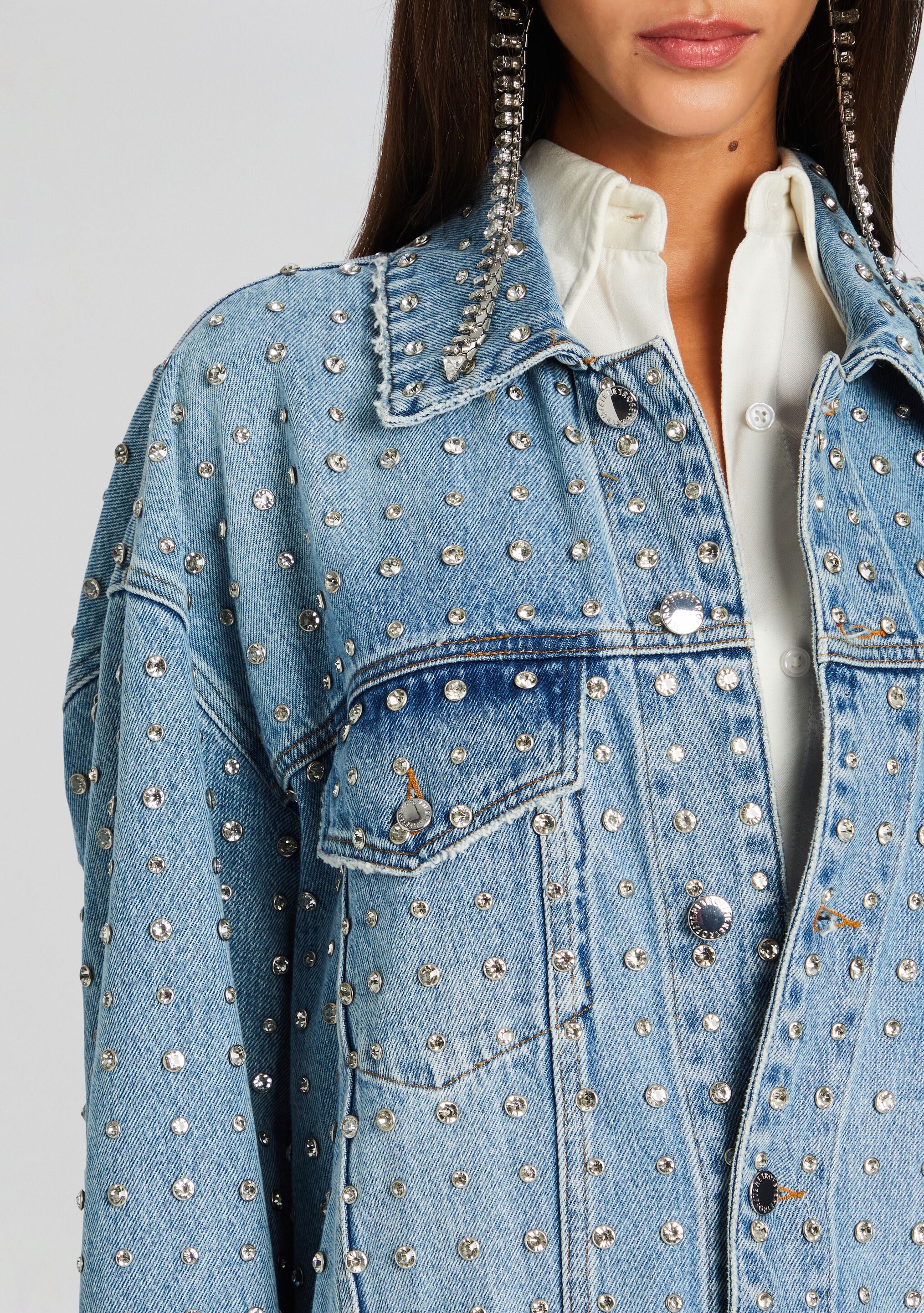 Ace Embellished Denim Jacket-Stylulu