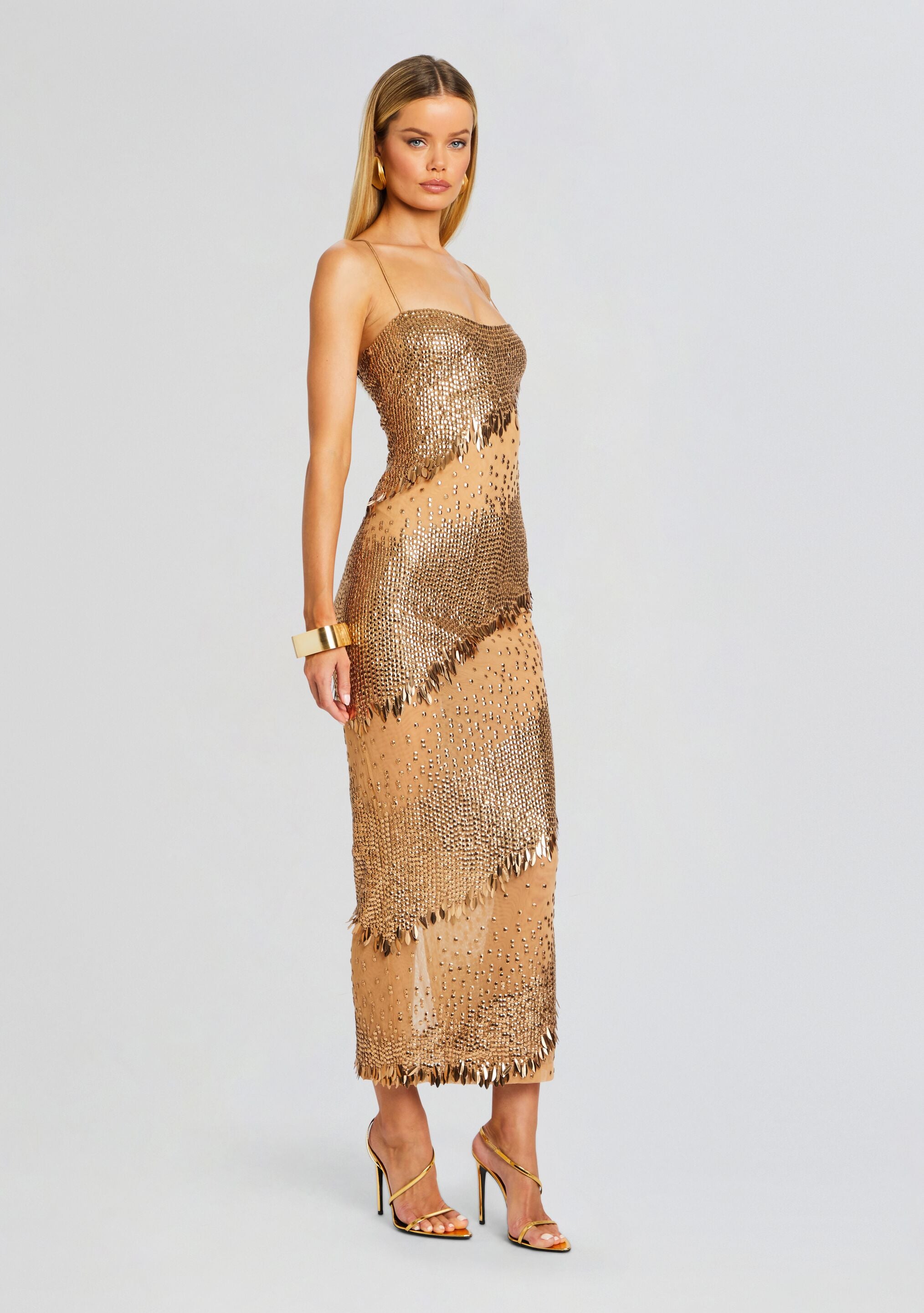 Carmine Embellished Dress-Stylulu