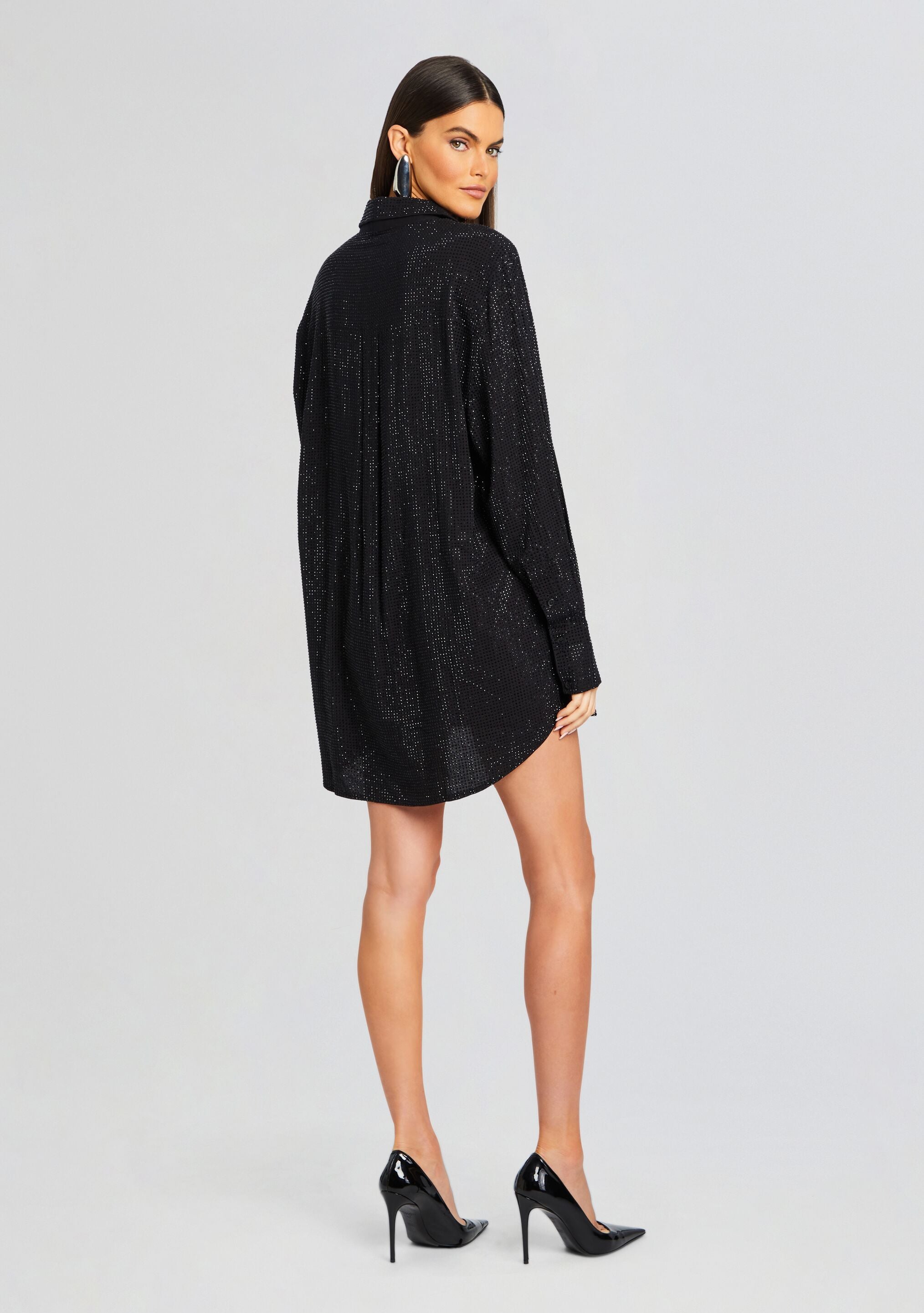 Maddox Embellished Shirt Dress-Stylulu