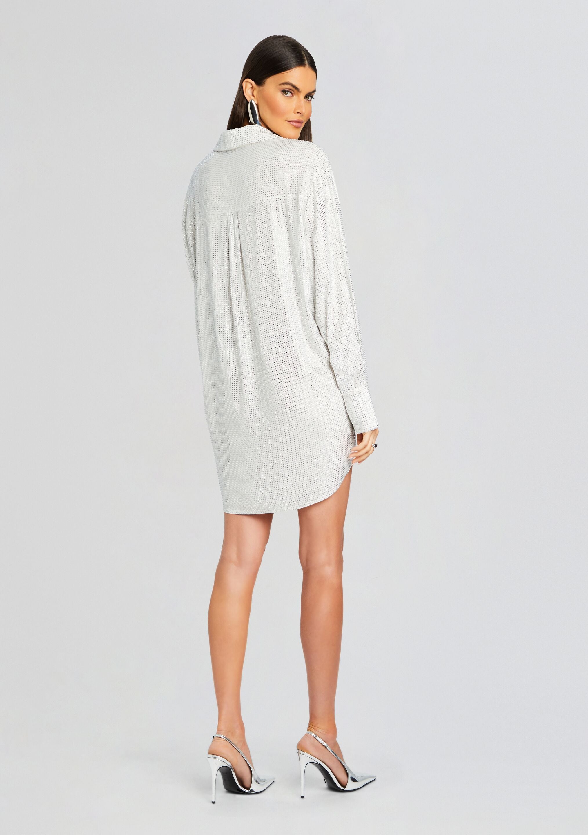 Maddox Embellished Shirt Dress-Stylulu