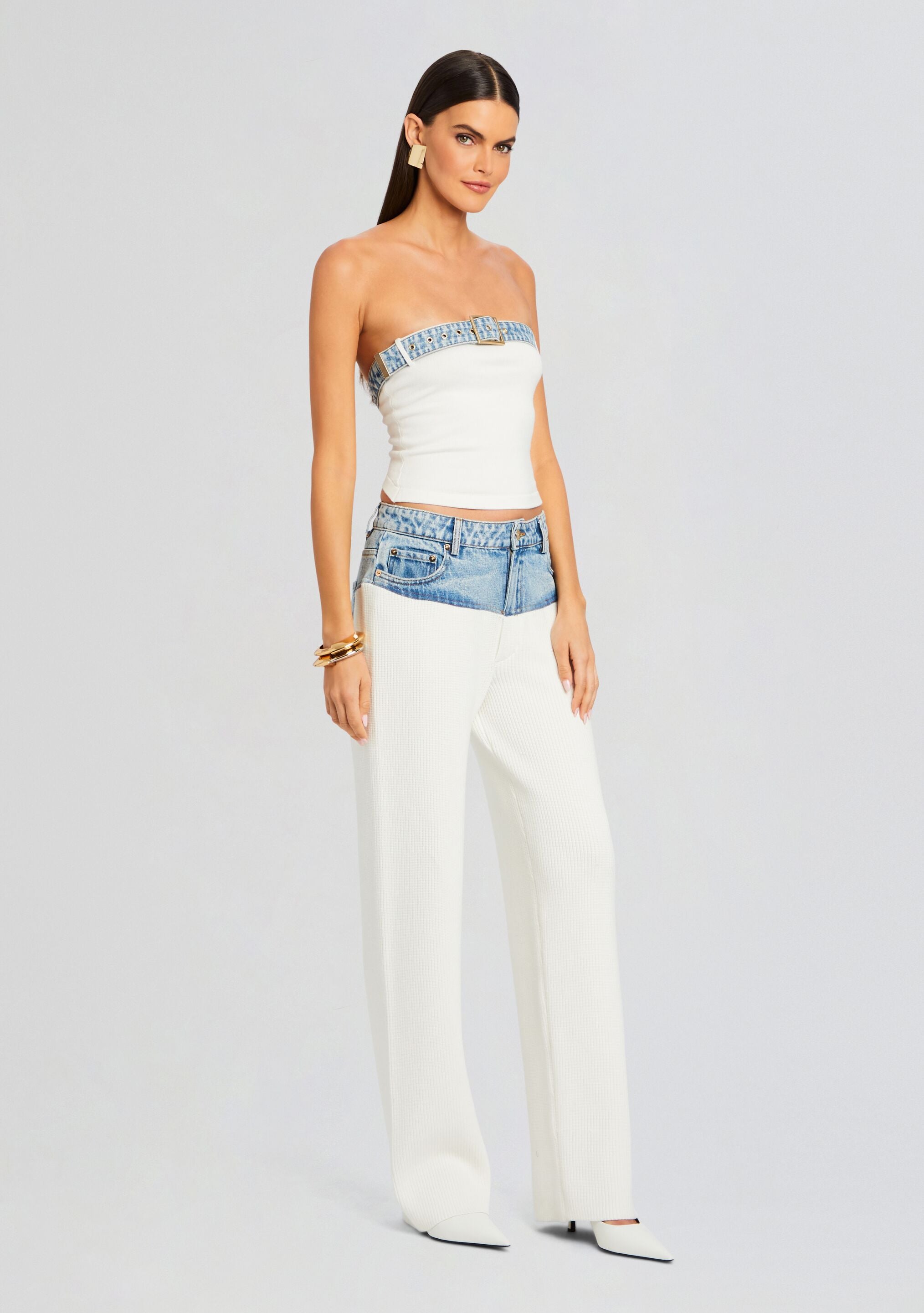 Chani Knit Denim Pant-Stylulu