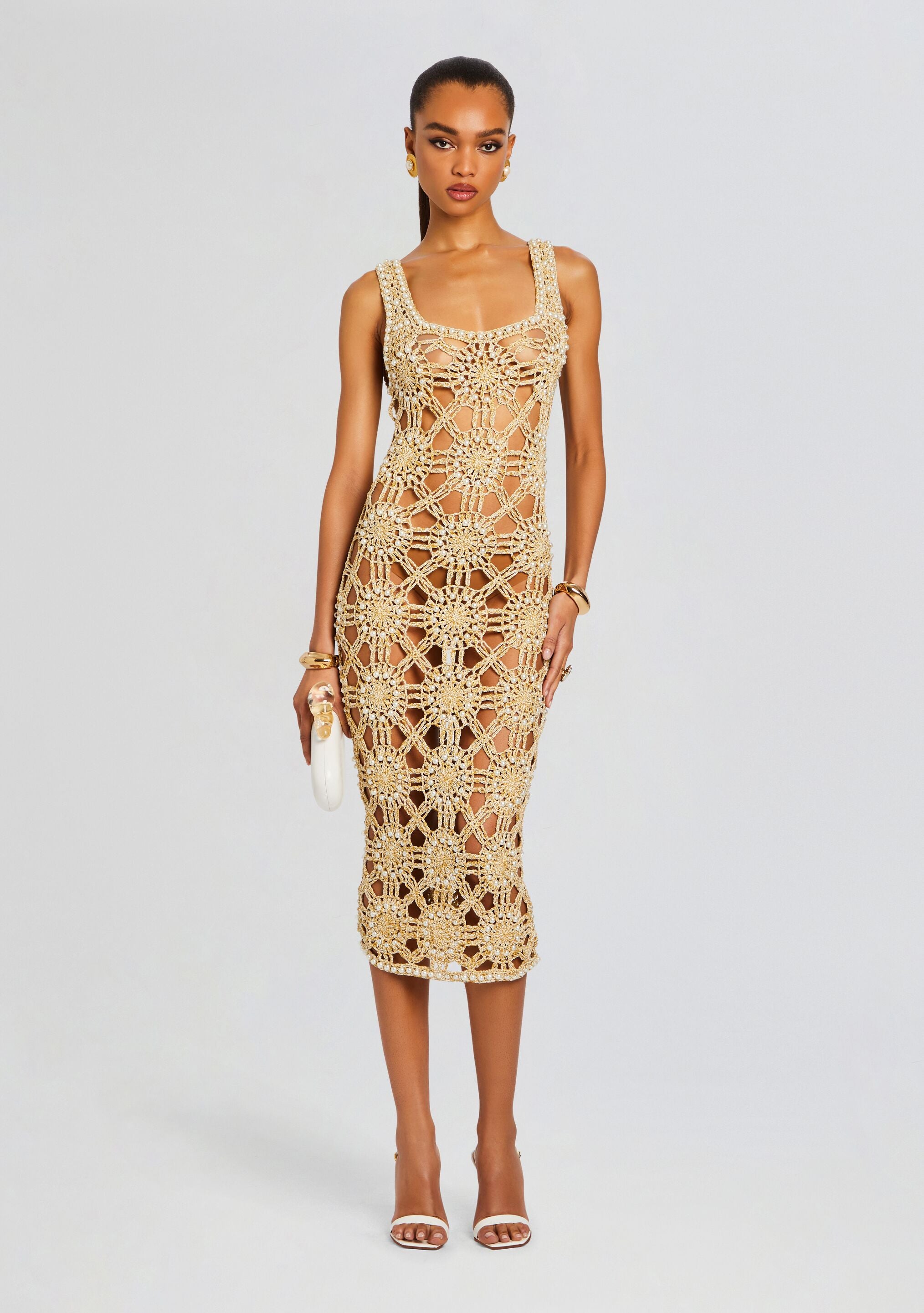 Saffron Knit Crochet Dress-Stylulu