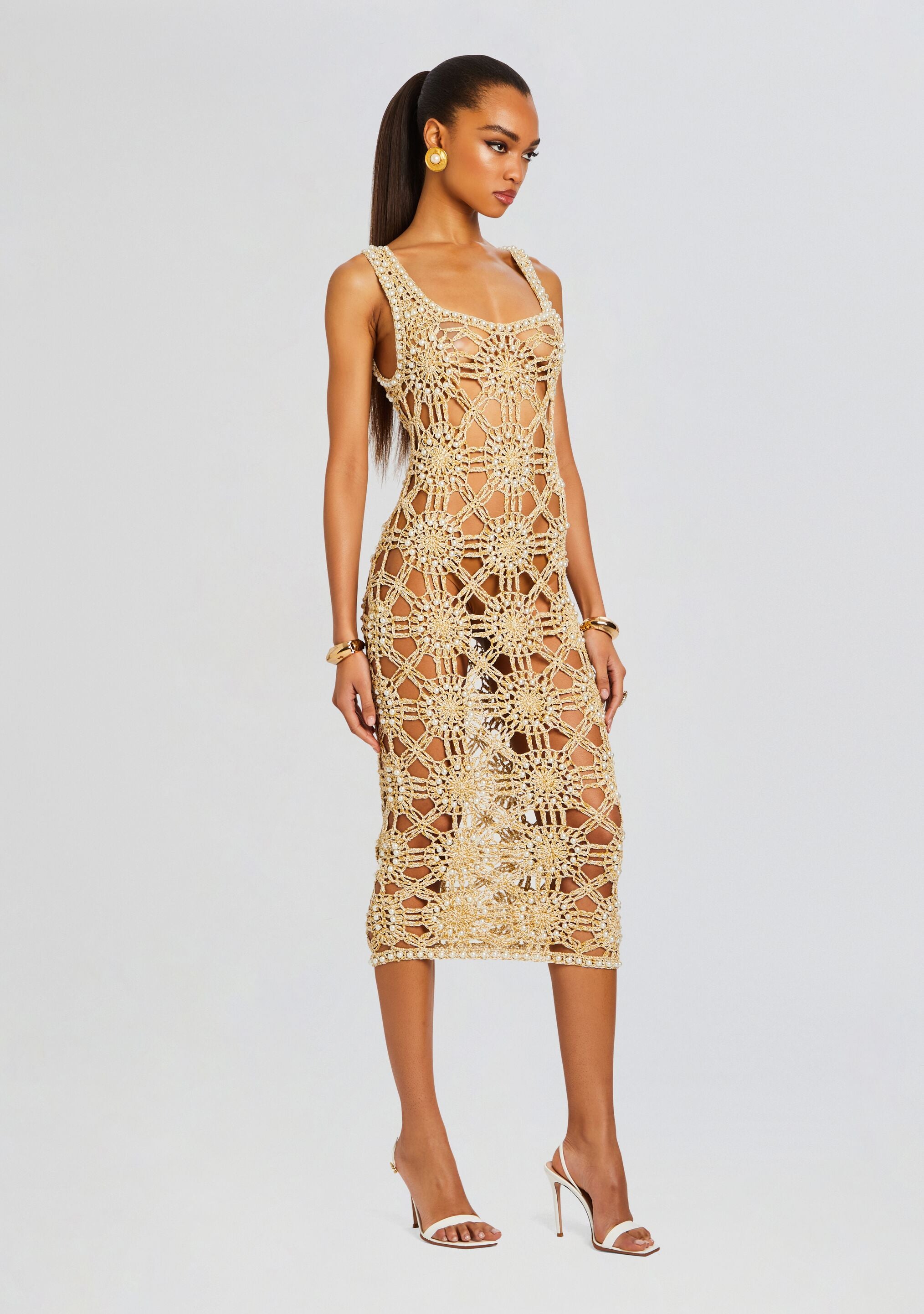 Saffron Knit Crochet Dress-Stylulu