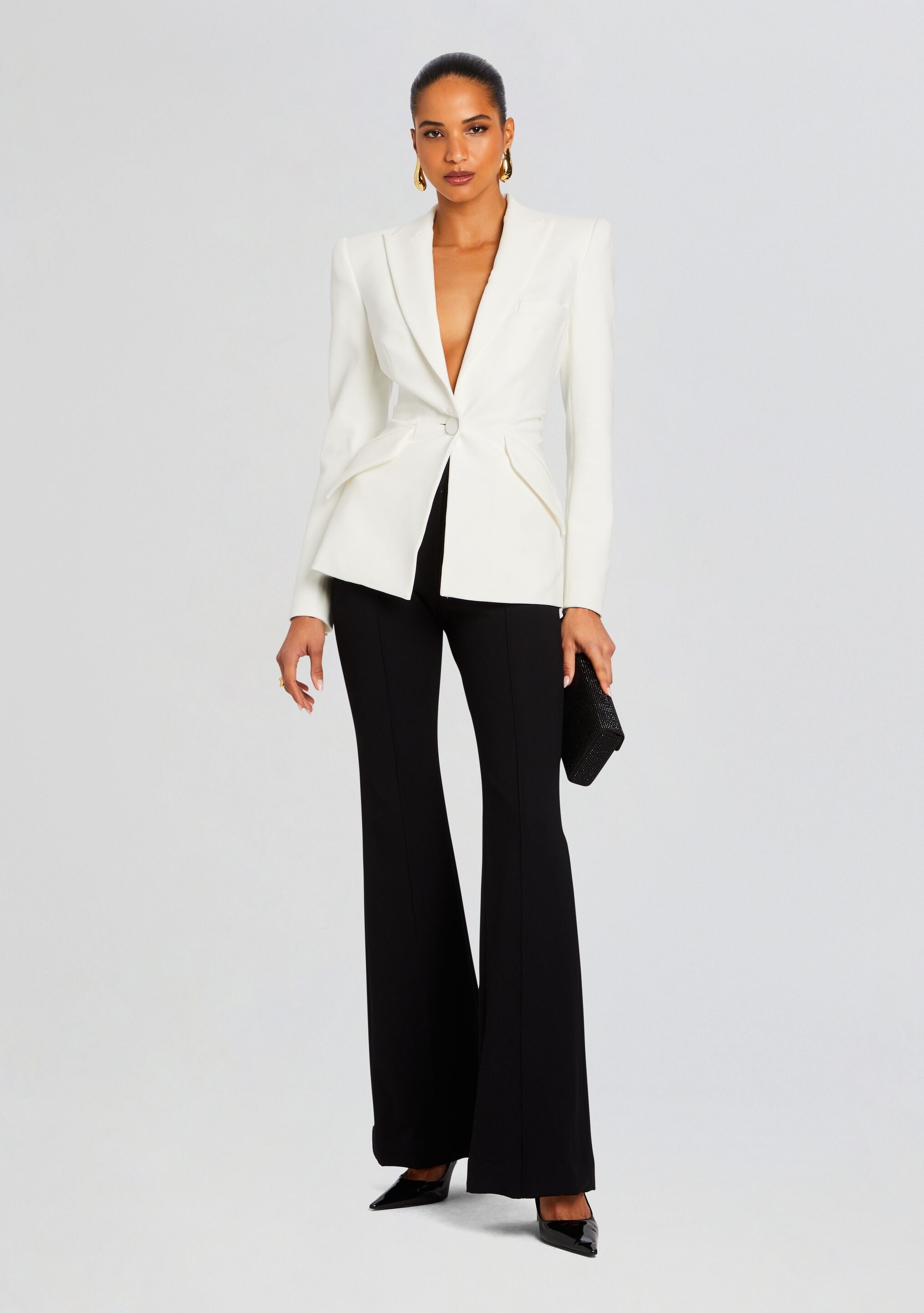 Sloan Structured Blazer With Detachable Bow-Stylulu