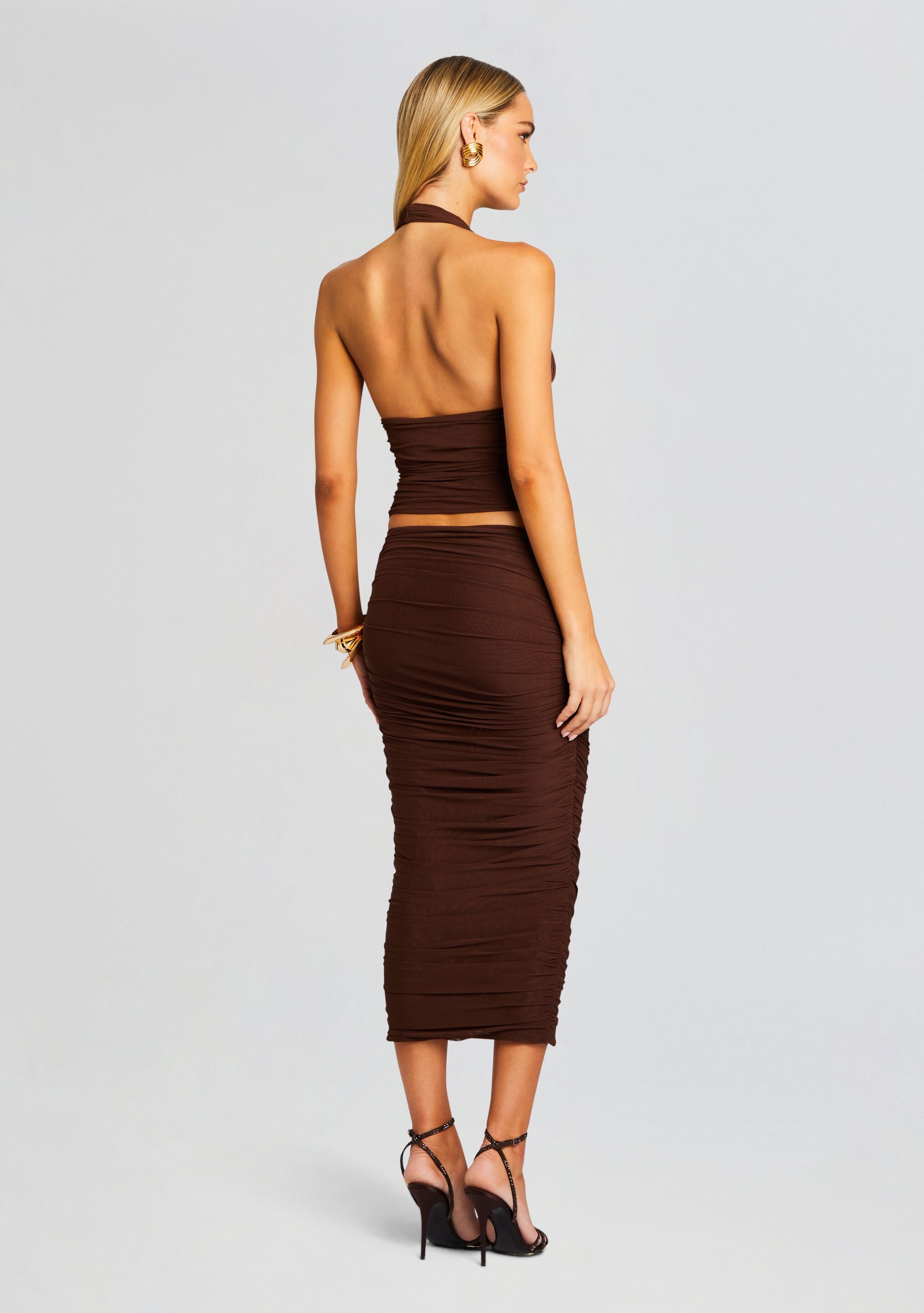 Pia Mesh Midi Skirt-Stylulu