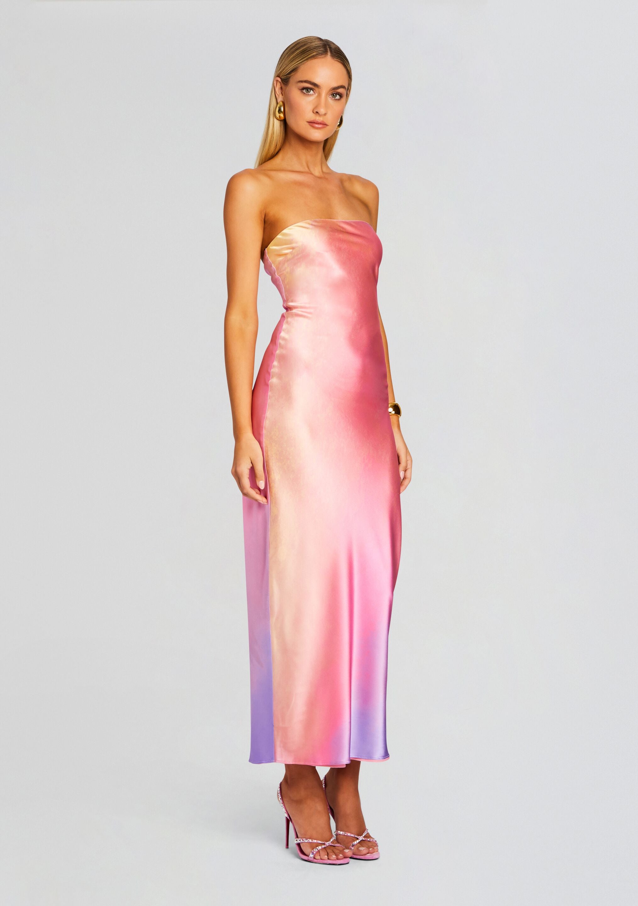 Cerith Silk Strapless Midi Dress-Stylulu