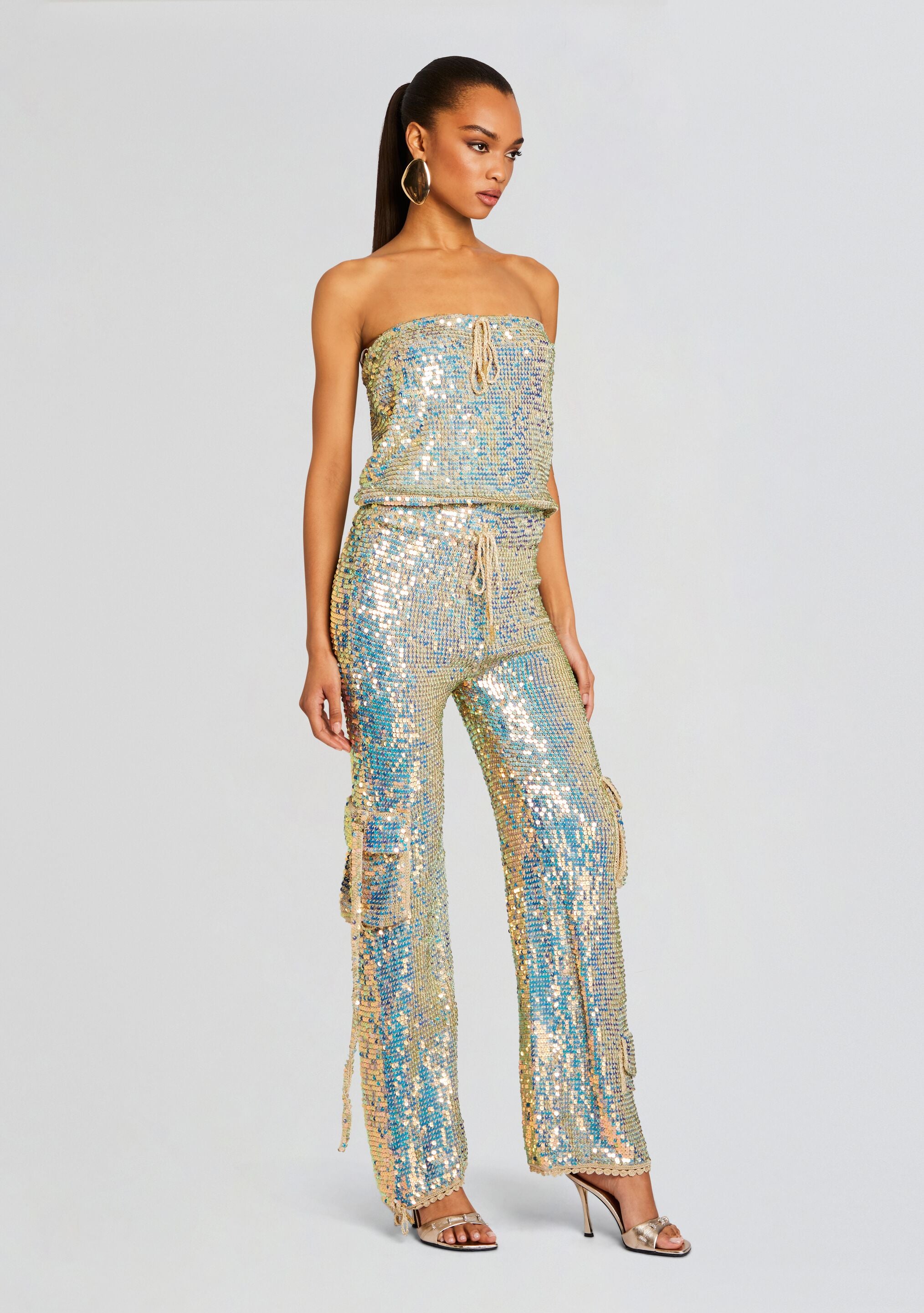 Hanalise Sequin Crochet Jumpsuit-Stylulu