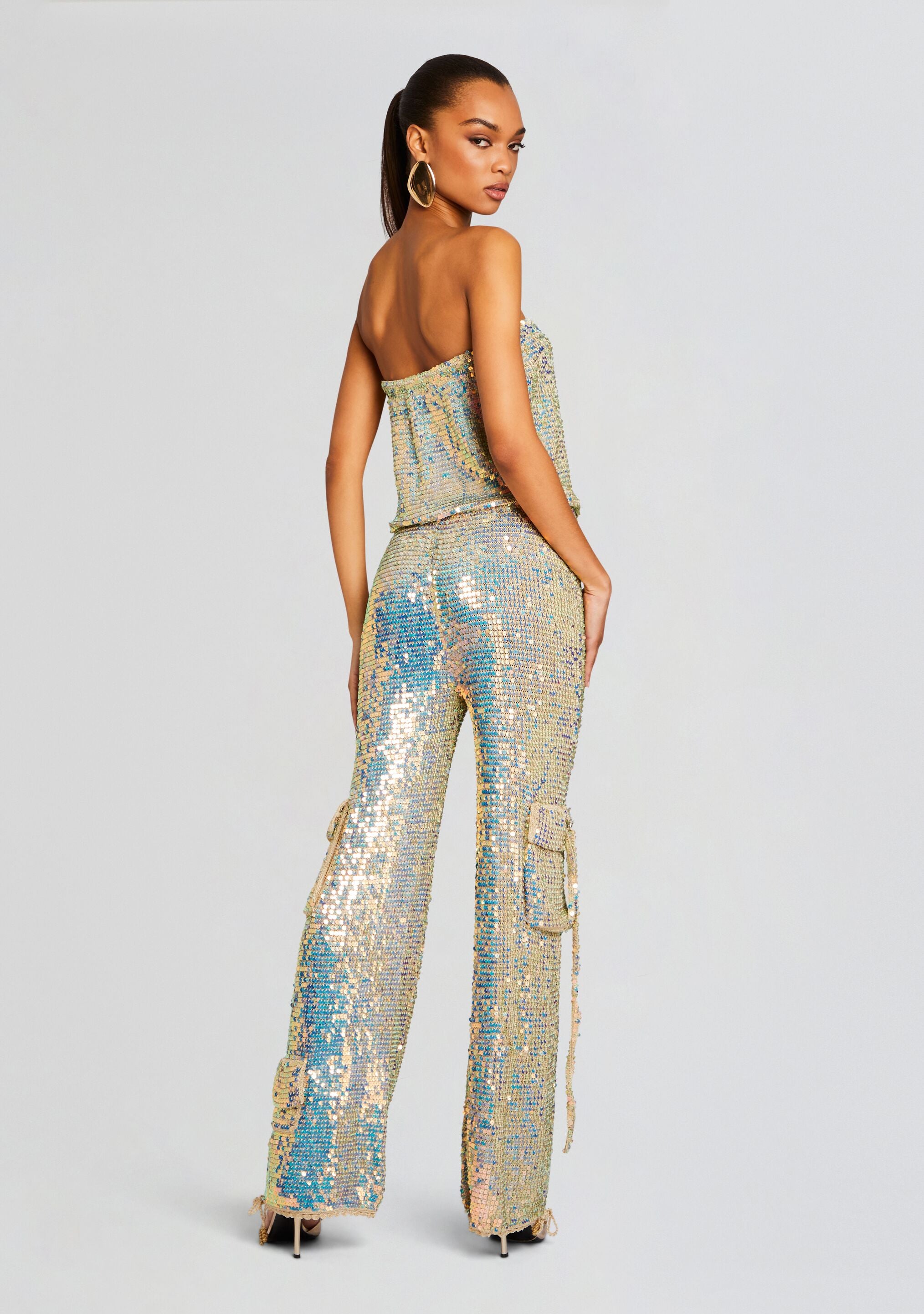 Hanalise Sequin Crochet Jumpsuit-Stylulu